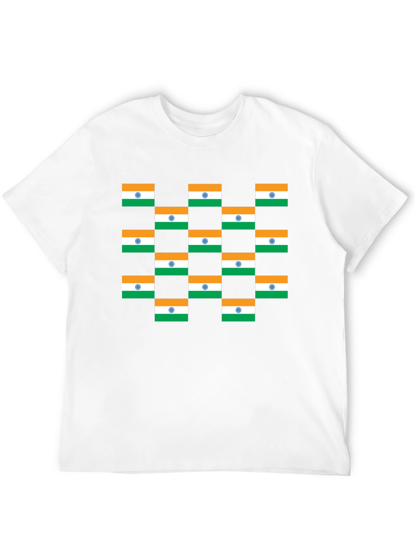 India Flag Pattern Black T-Shirt