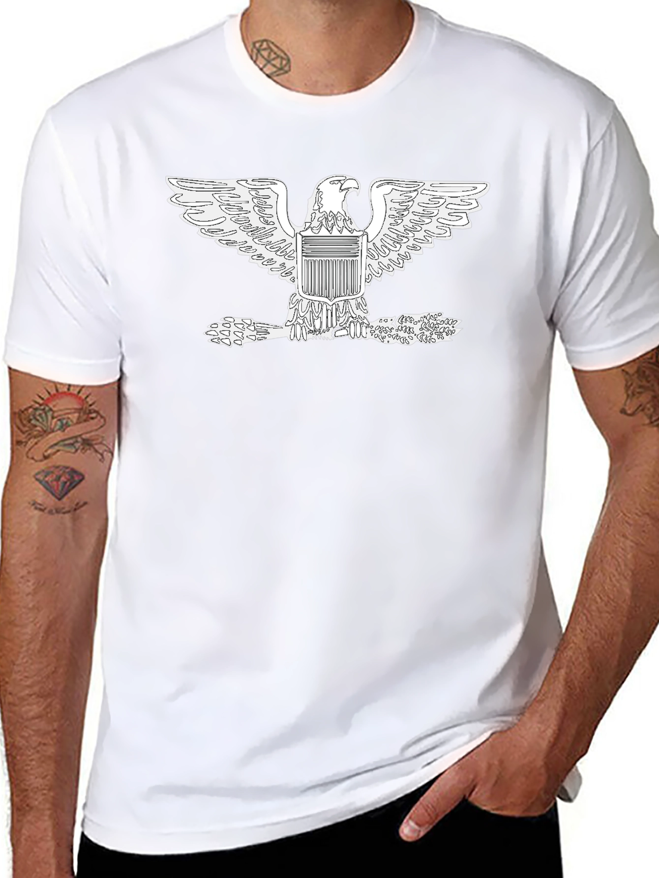 American Eagle Graphic Tee - Black Cotton Comfort