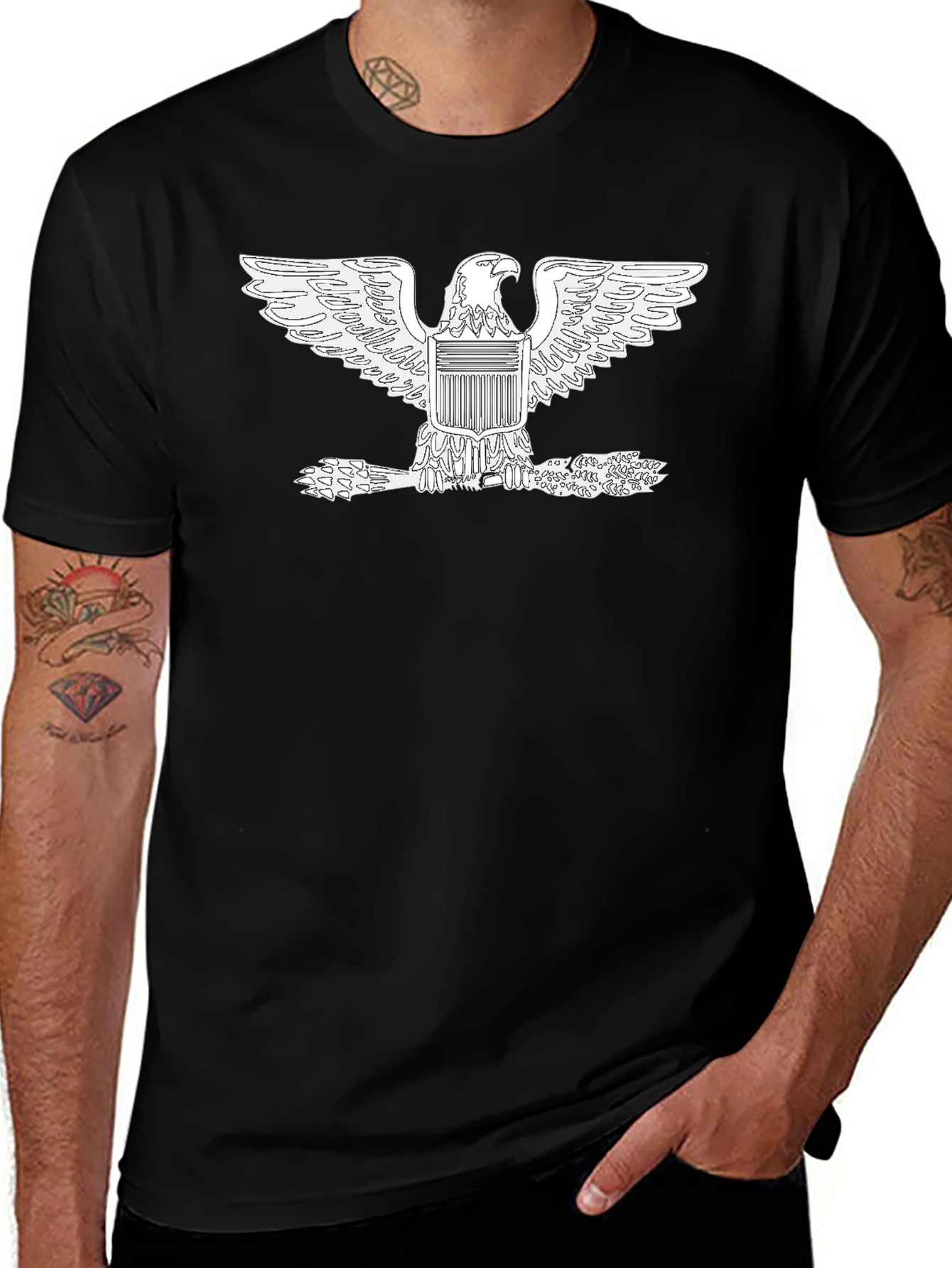 American Eagle Graphic Tee - Black Cotton Comfort