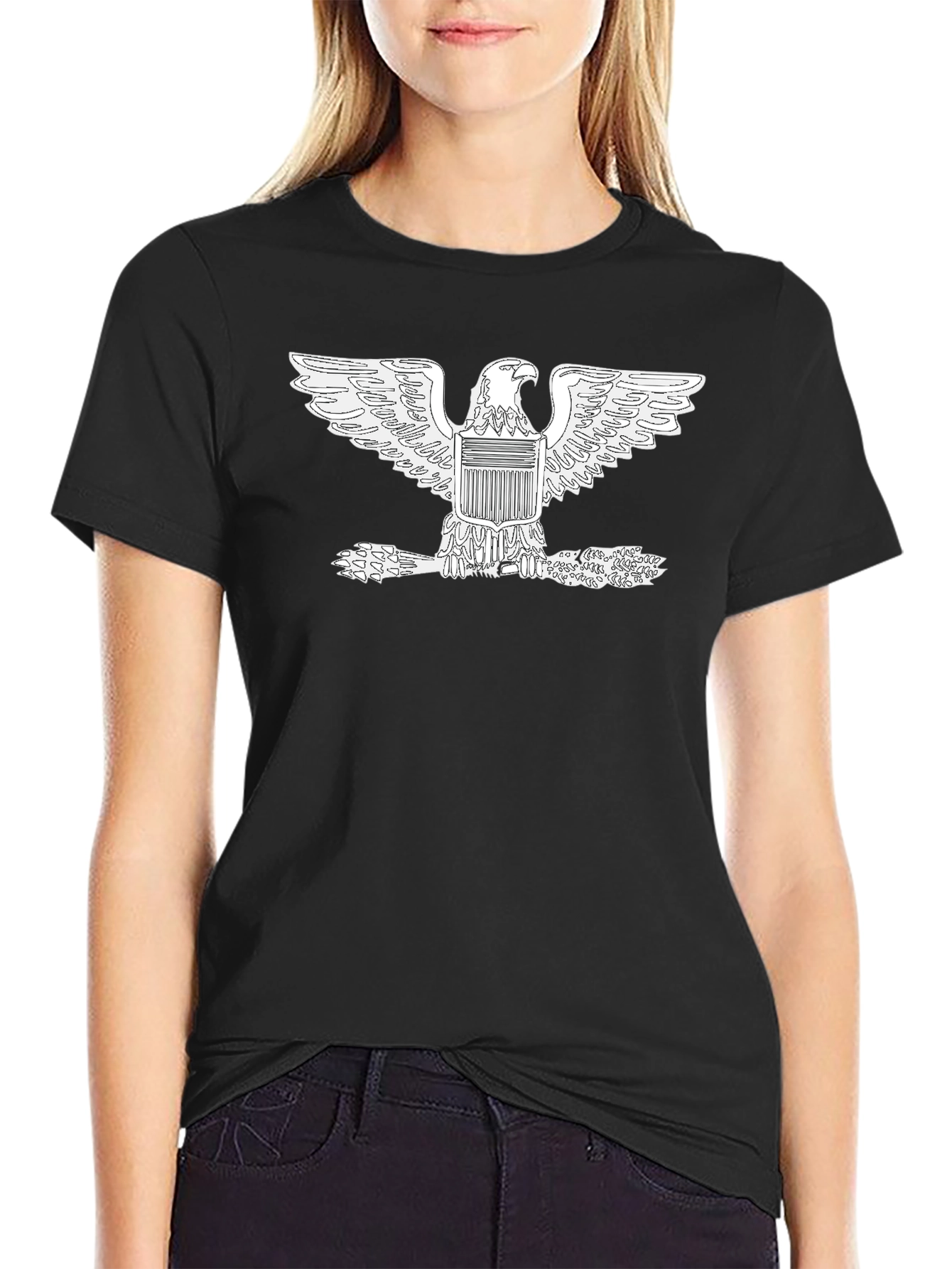American Eagle Graphic Tee - Black Cotton Comfort