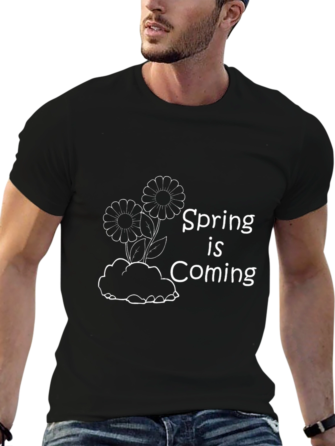 Spring is Coming T-Shirt - Black Graphic Tee
