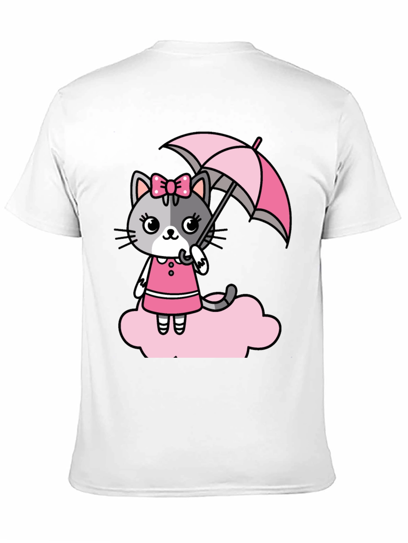 Cute Cat With Umbrella Graphic T-Shirt