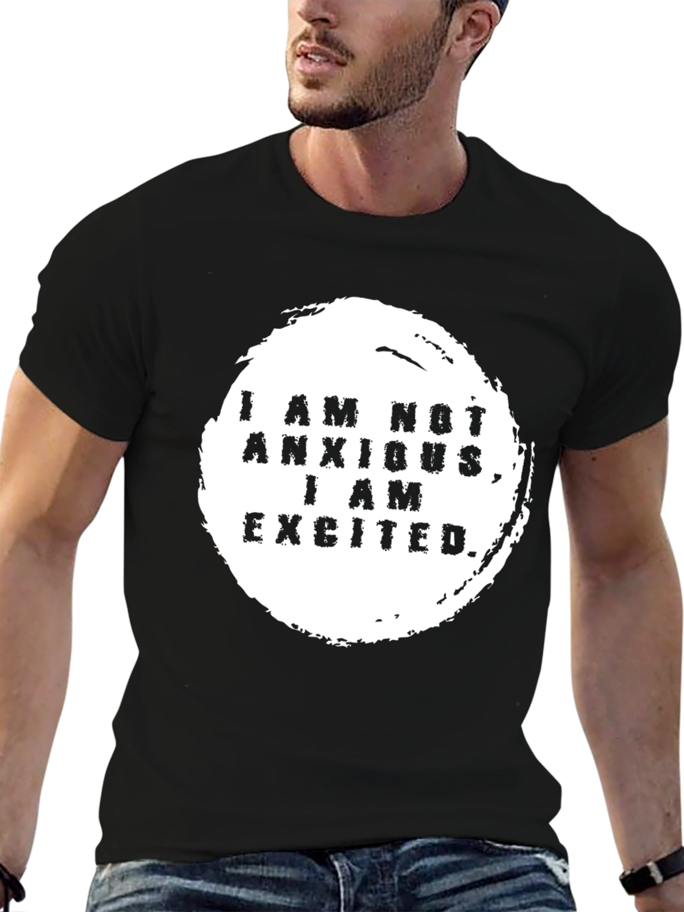 Excited Graphic Tee -  Black Crewneck T-Shirt