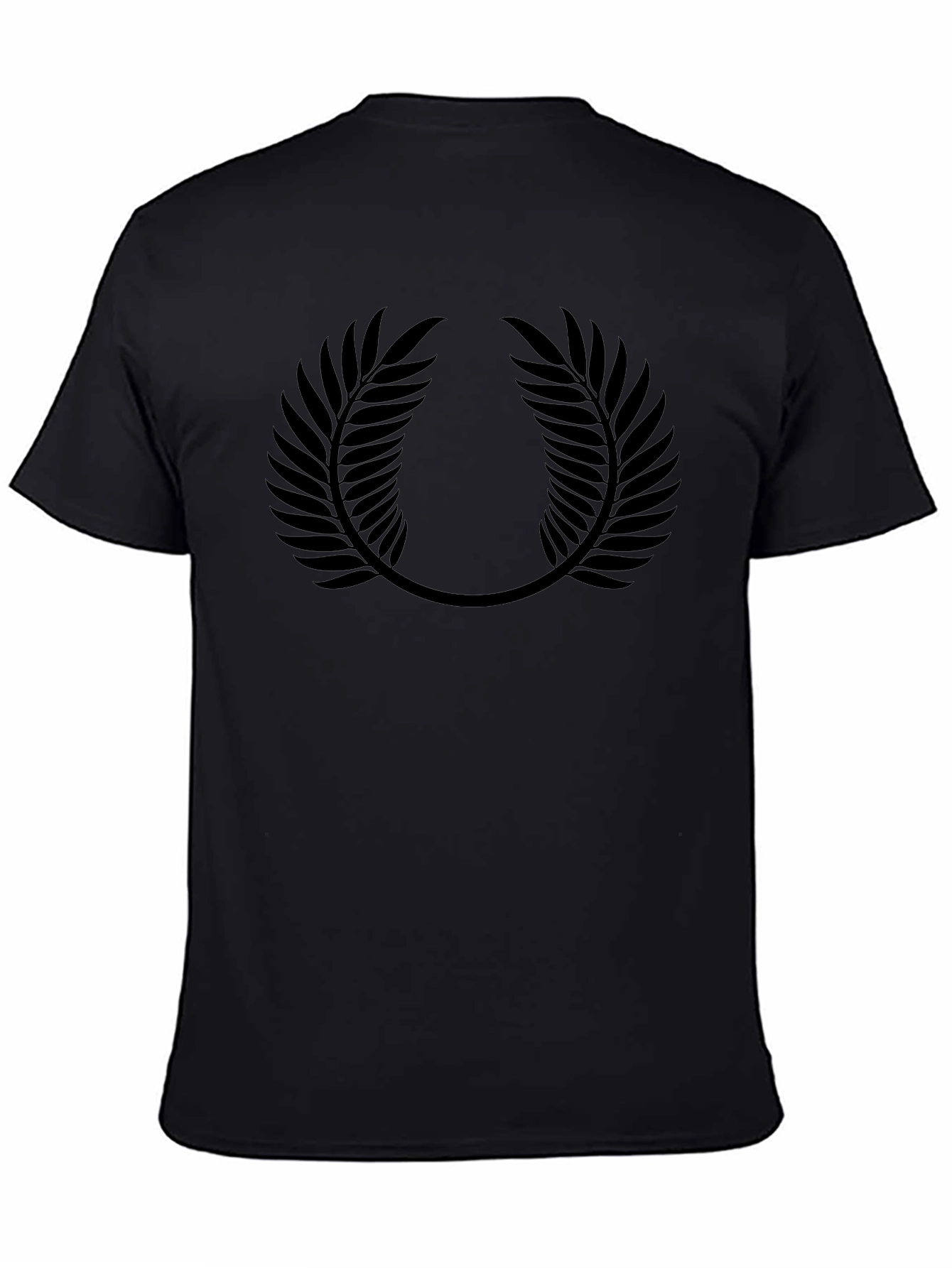 Black Leaf Print Crewneck T-Shirt