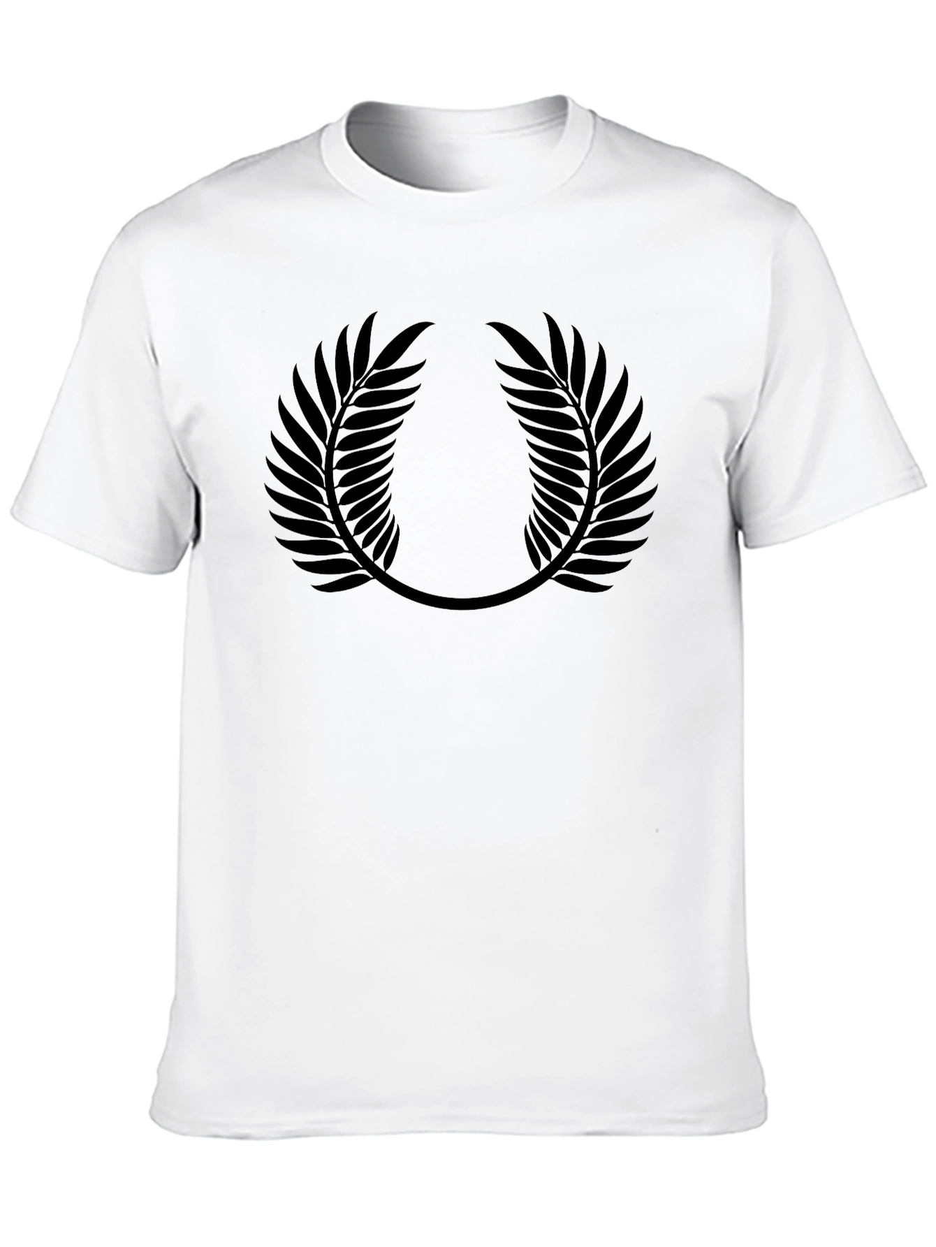Black Leaf Print Crewneck T-Shirt