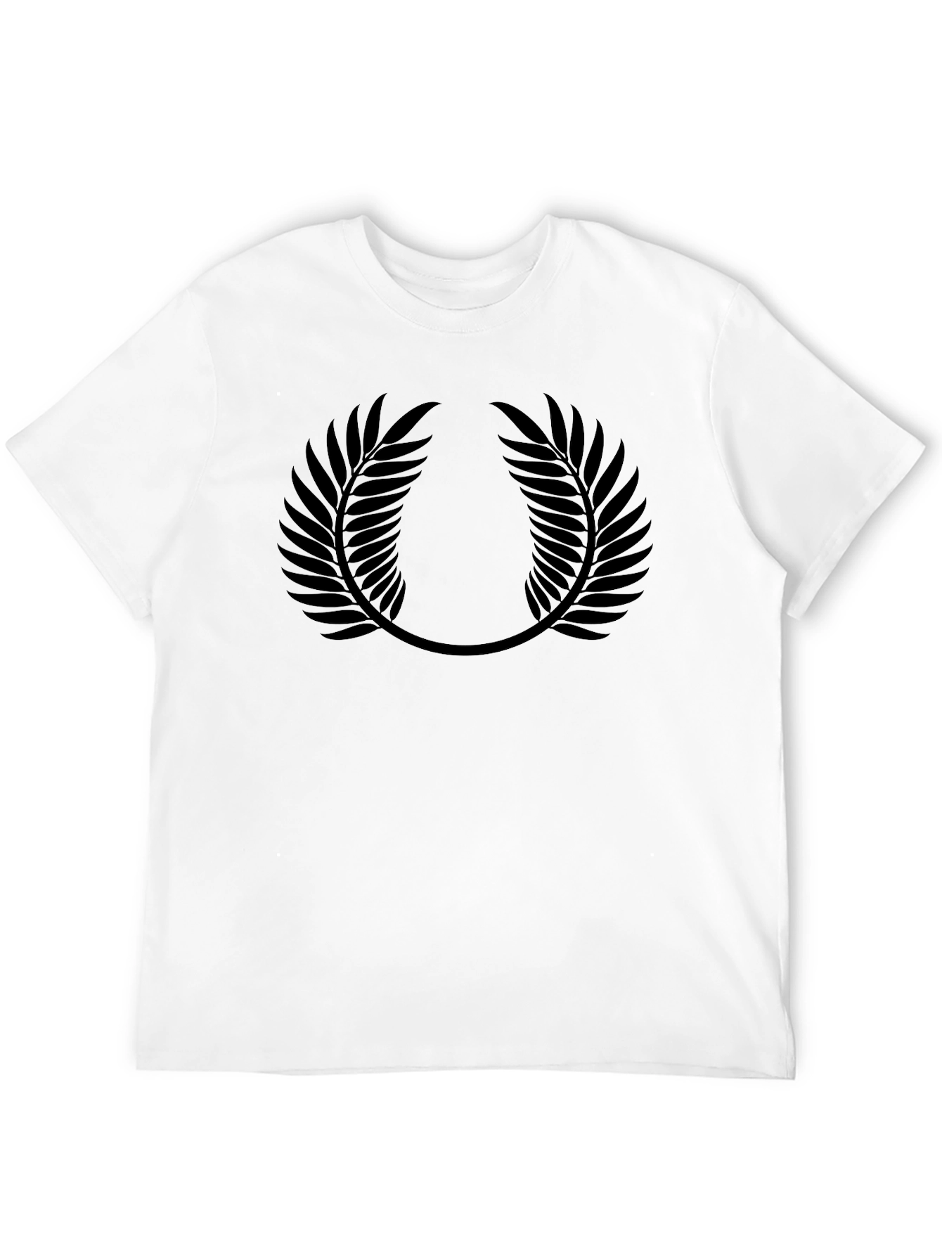 Black Leaf Print Crewneck T-Shirt