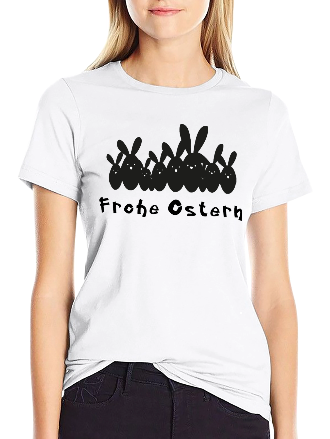 Frohe Ostern Easter Bunny Black T-Shirt