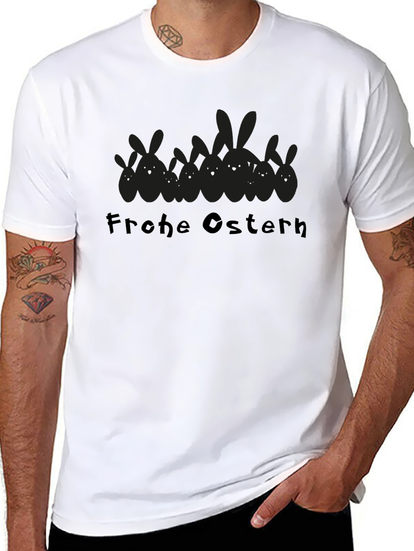 Frohe Ostern Easter Bunny Black T-Shirt