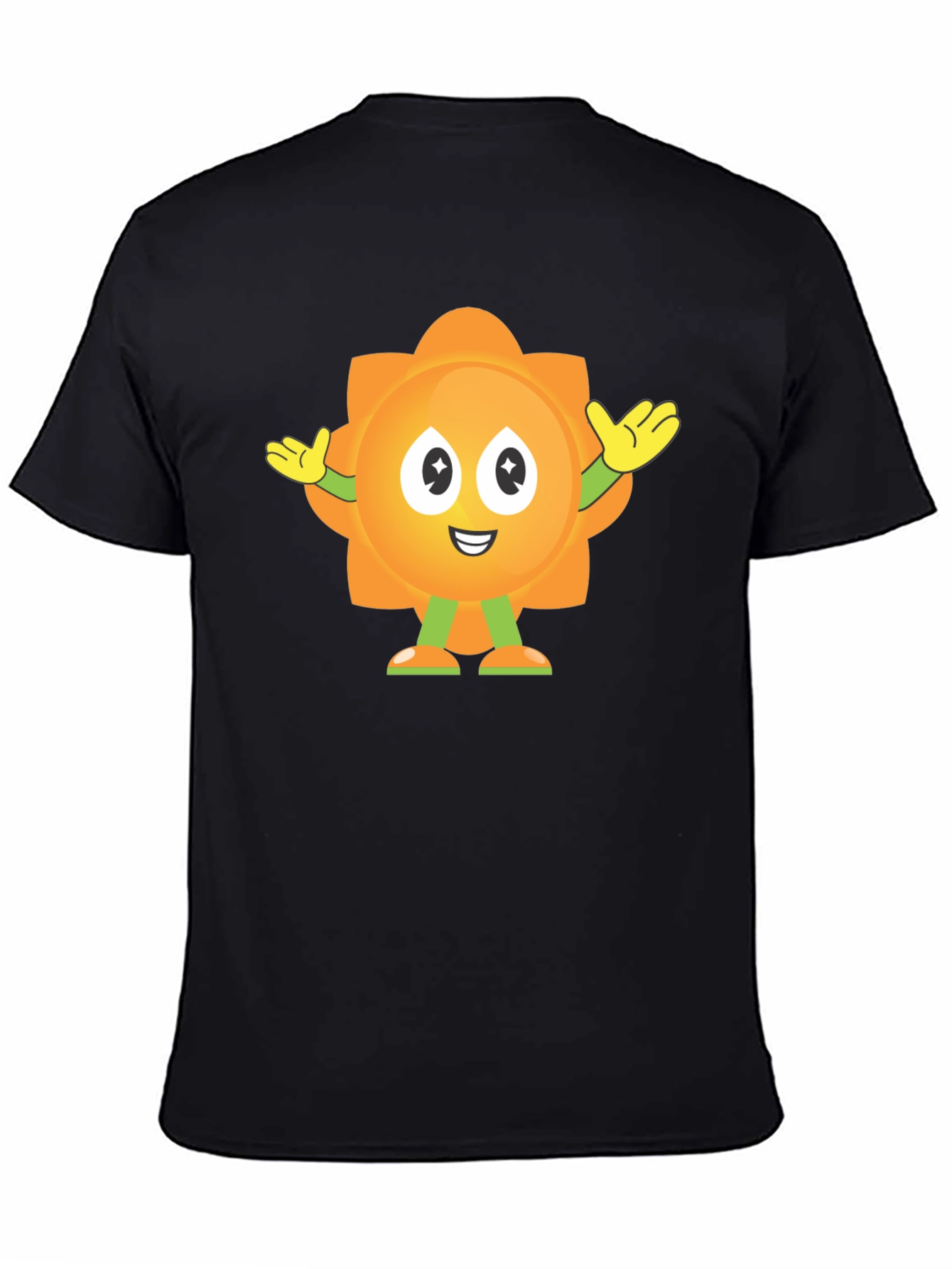 Fun Flower Cartoon Graphic Black T-Shirt