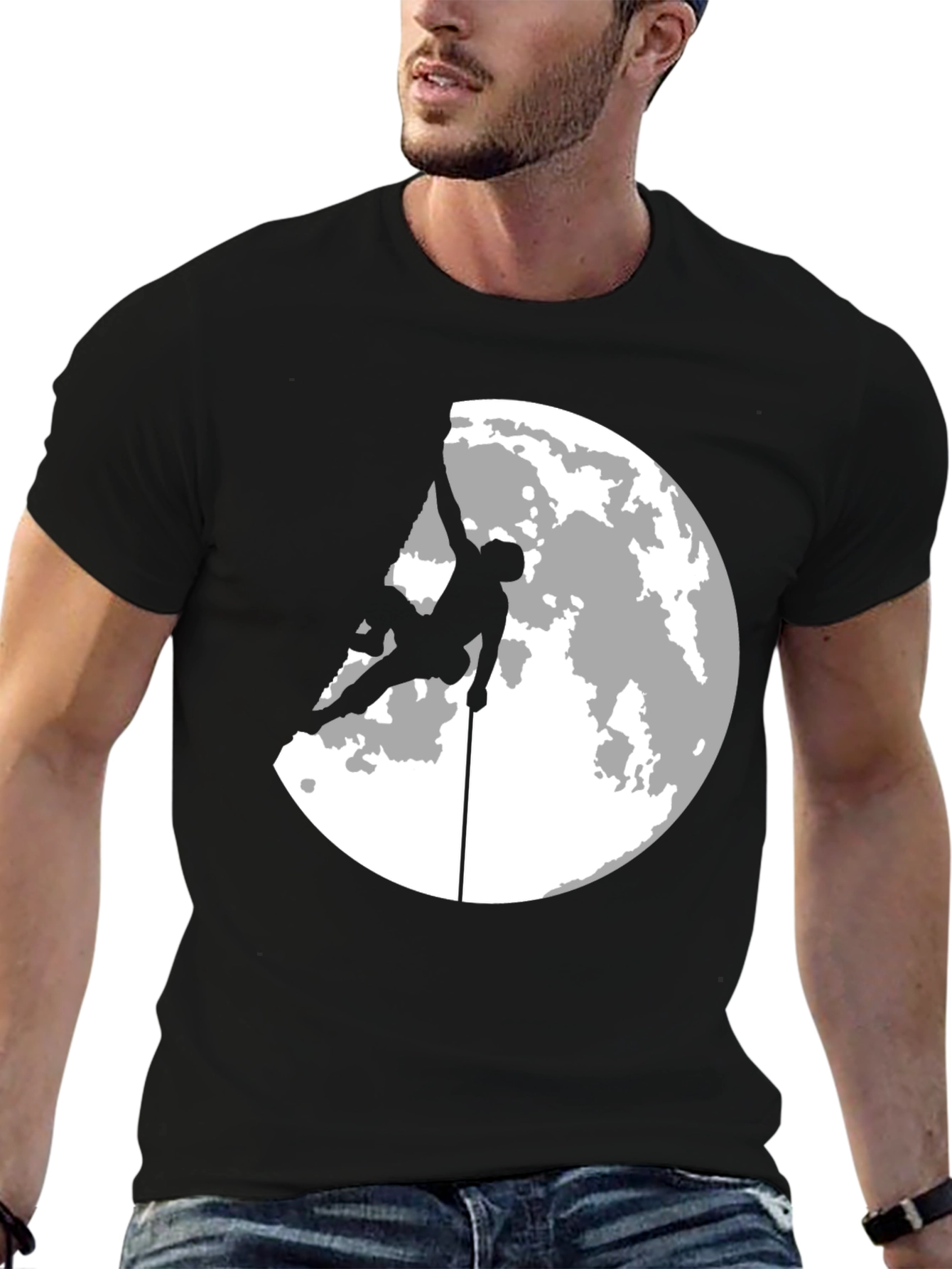 Climber Moon Silhouette Graphic T-Shirt