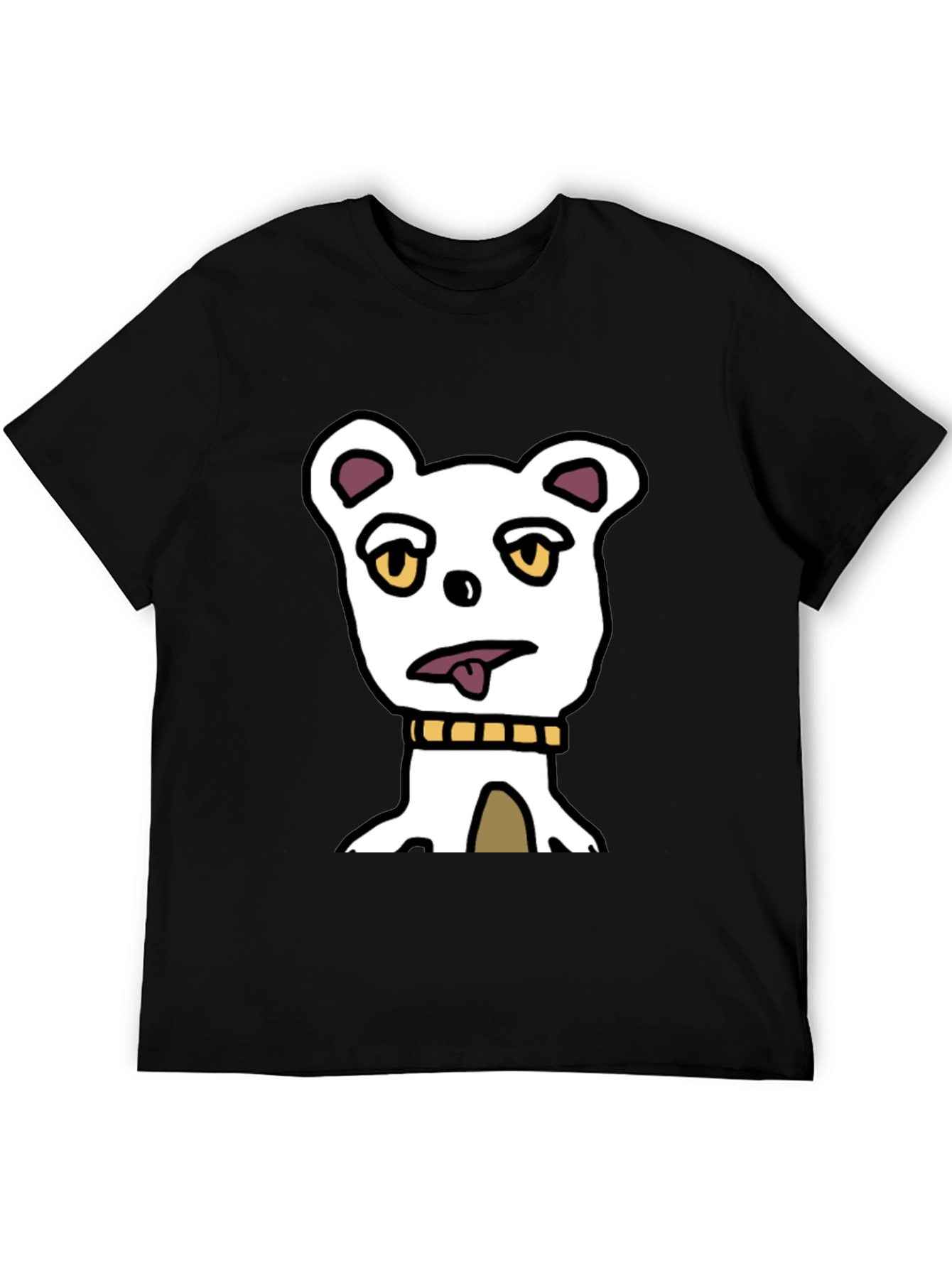 Funny Cartoon Dog Graphic Tee - Black