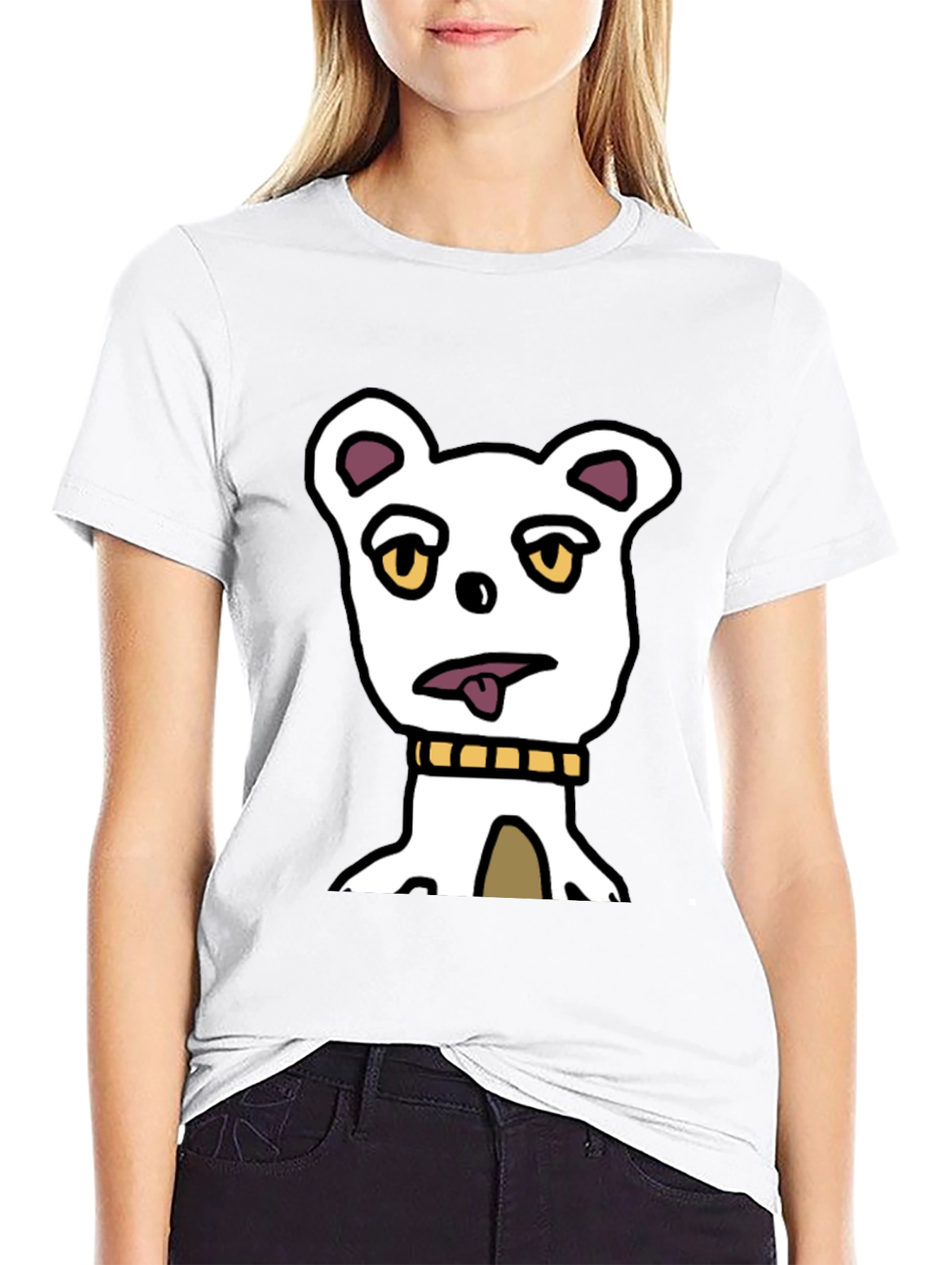 Funny Cartoon Dog Graphic Tee - Black