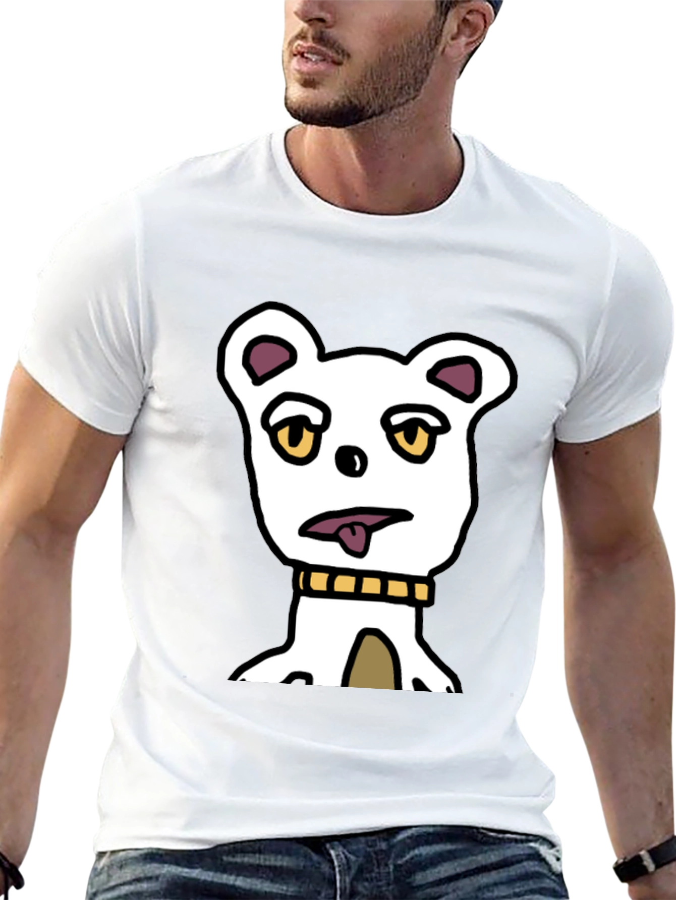Funny Cartoon Dog Graphic Tee - Black