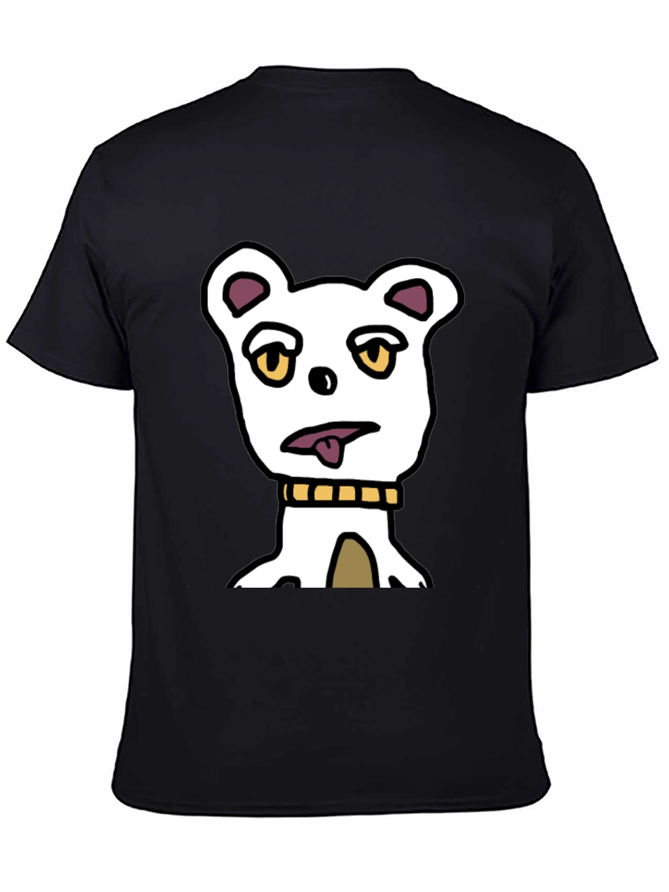 Funny Cartoon Dog Graphic Tee - Black