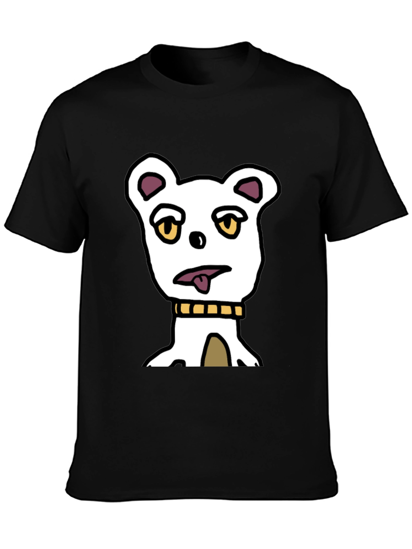 Funny Cartoon Dog Graphic Tee - Black