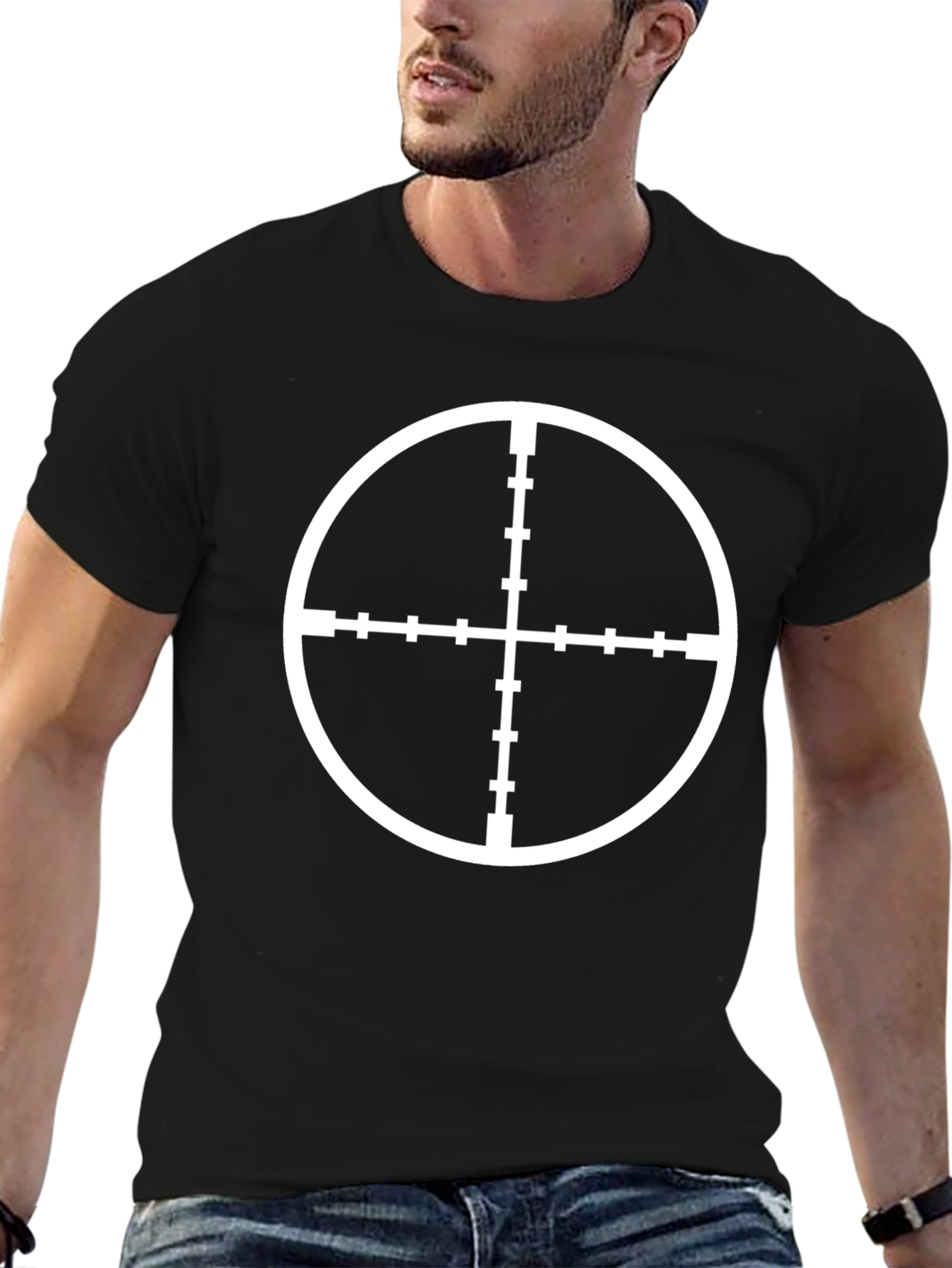 Target Scope Graphic T-Shirt - Black Cotton Blend