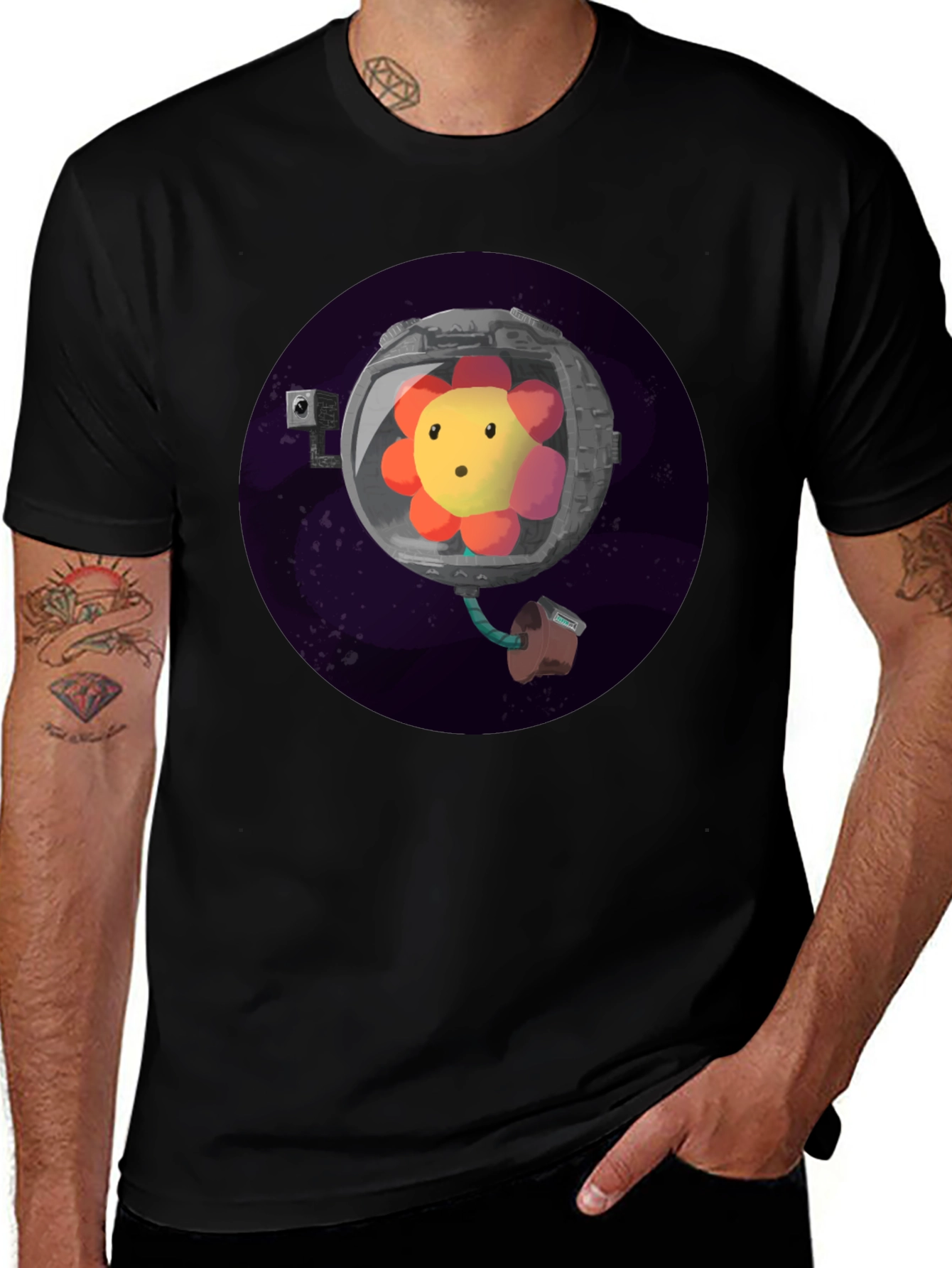 Cosmic Bloom Tee - Flower Astronaut T-Shirt