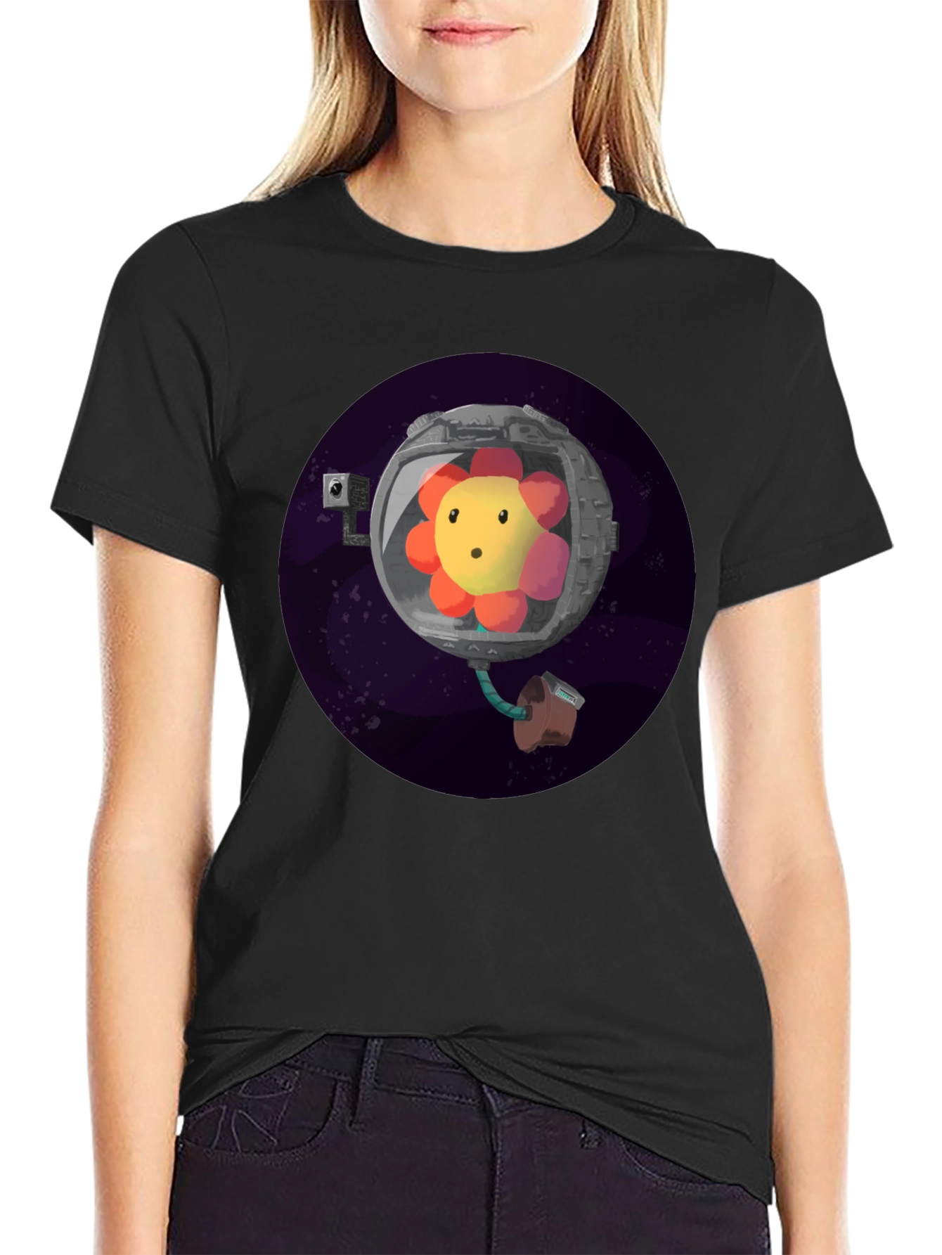Cosmic Bloom Tee - Flower Astronaut T-Shirt