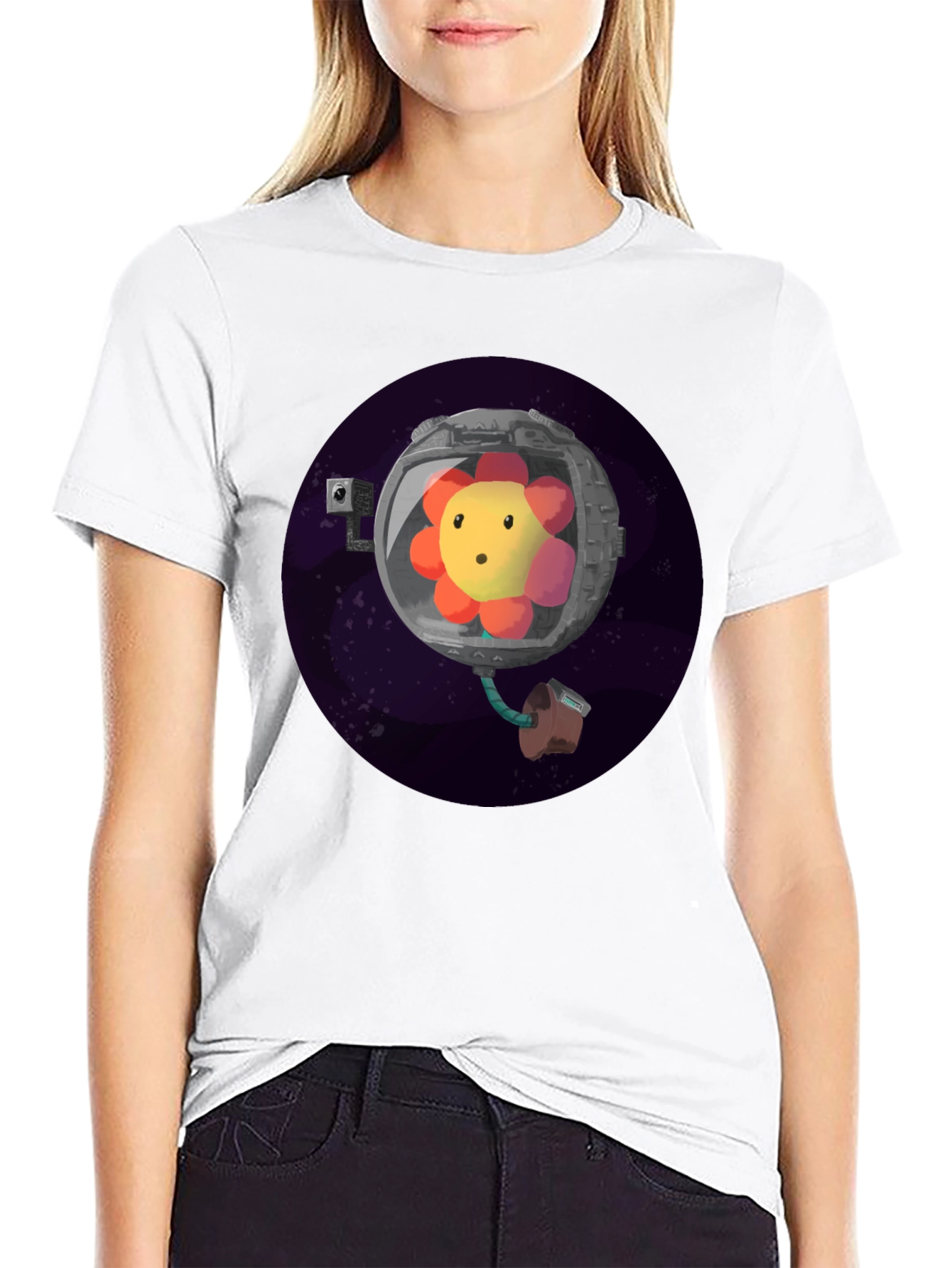Cosmic Bloom Tee - Flower Astronaut T-Shirt