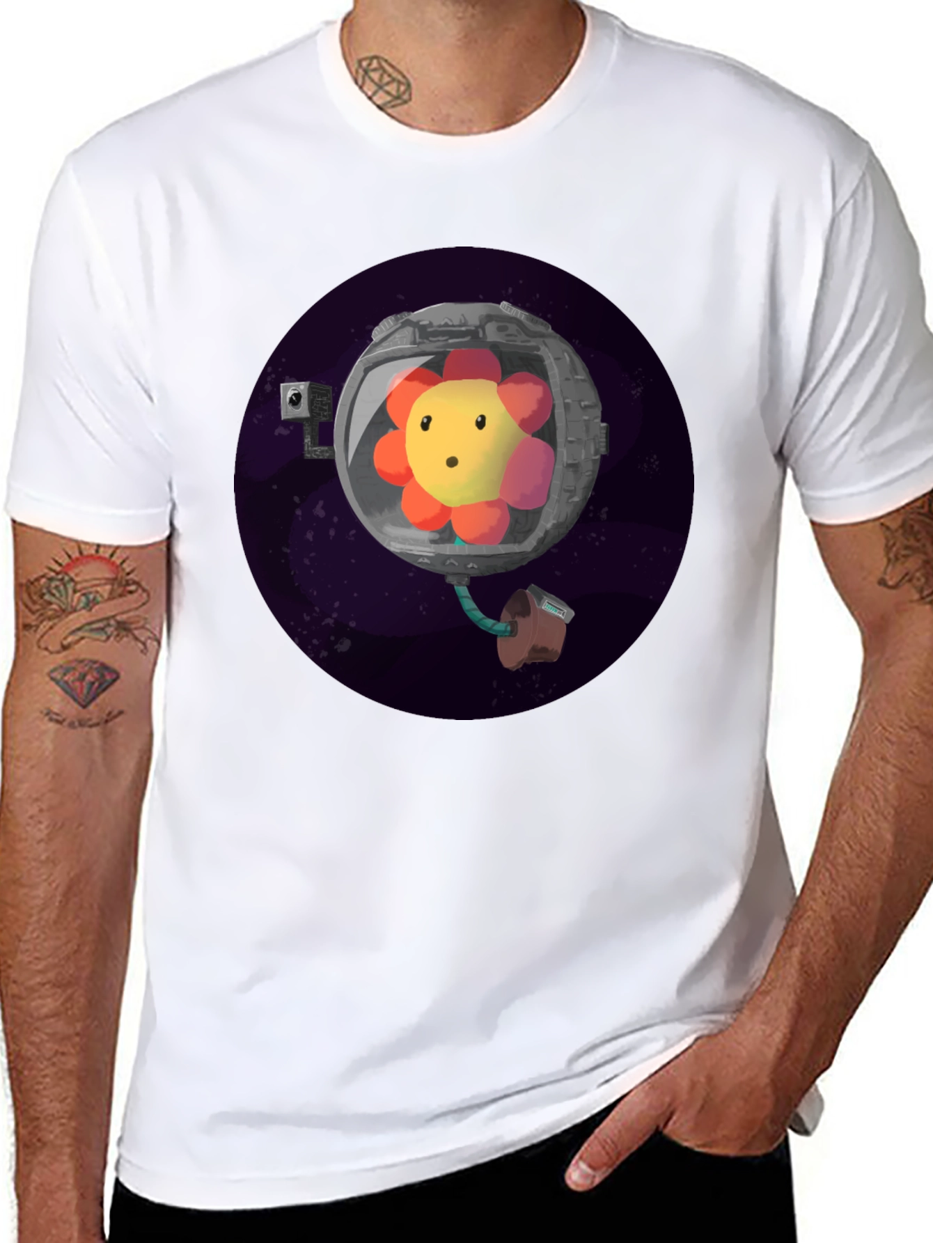 Cosmic Bloom Tee - Flower Astronaut T-Shirt
