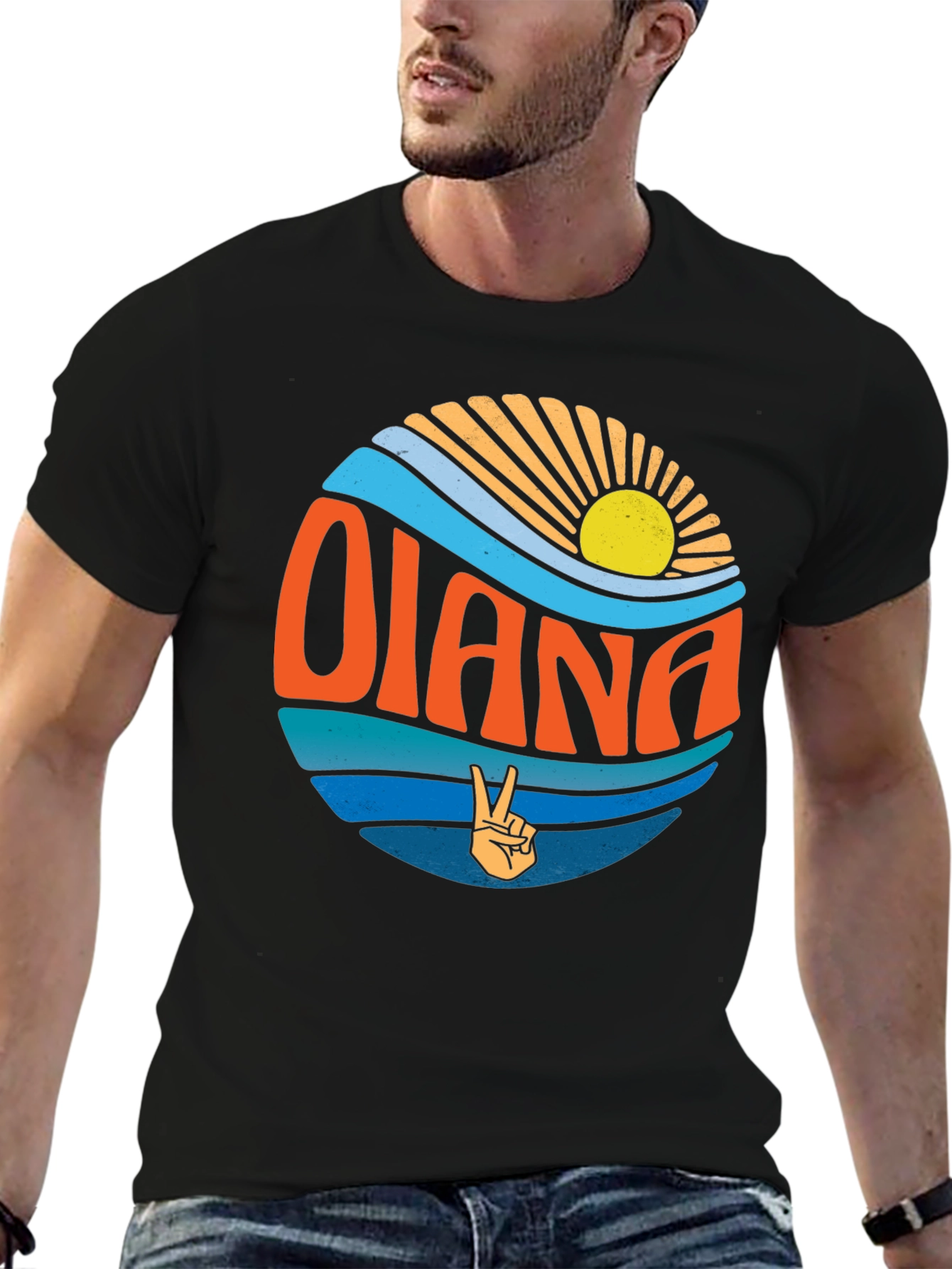 Olana Retro Circle Graphic Tee - Black