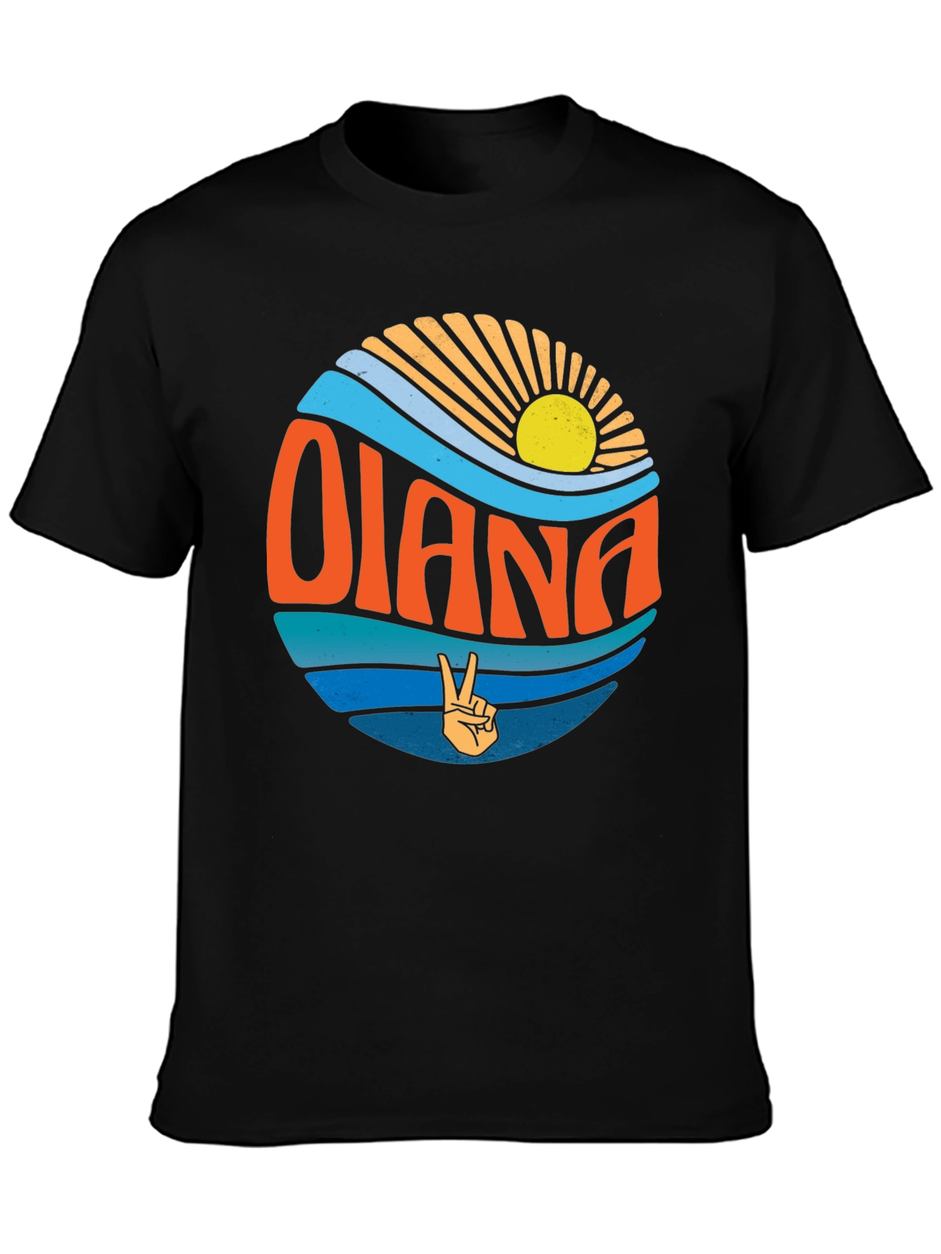 Olana Retro Circle Graphic Tee - Black