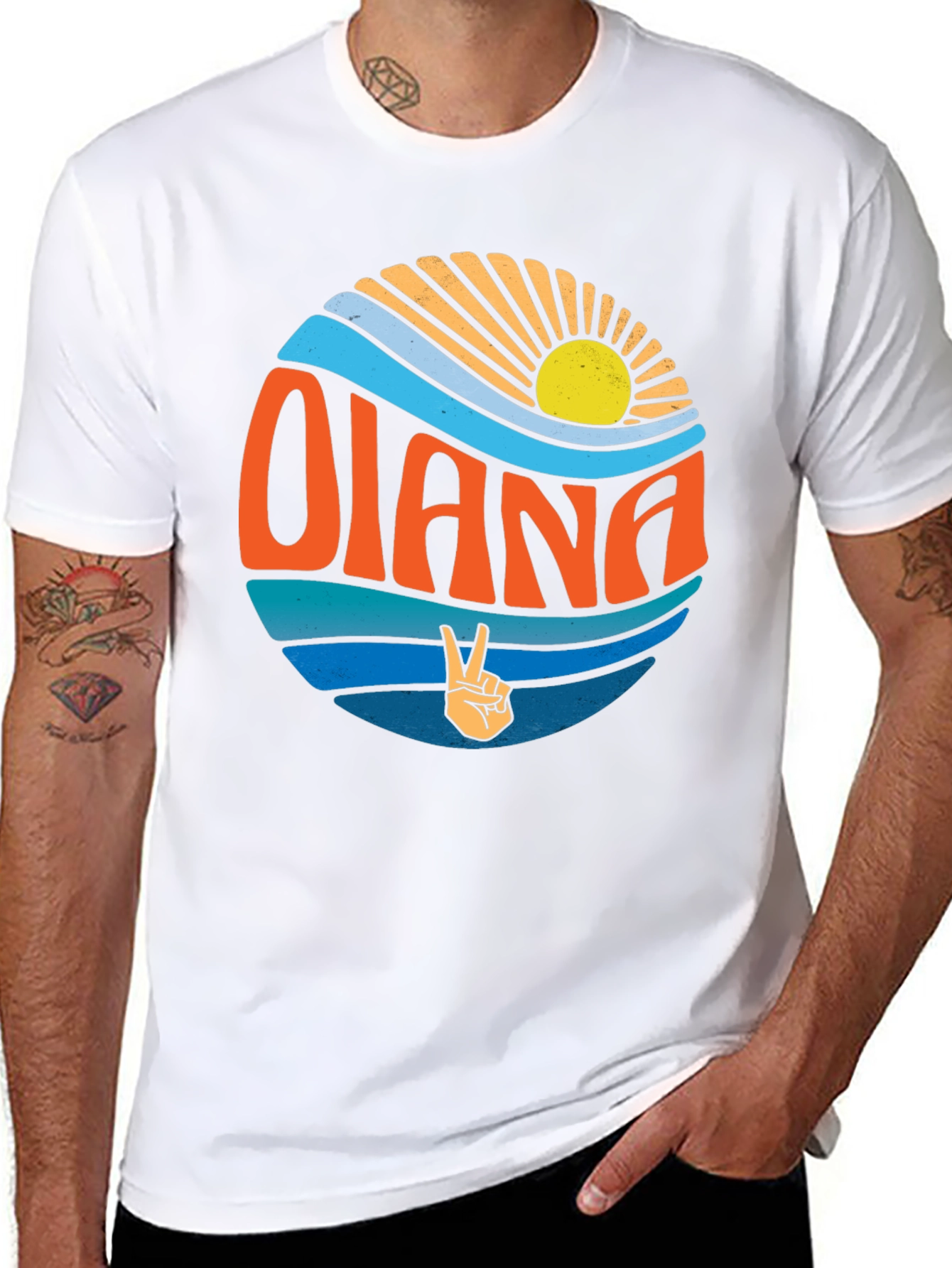 Olana Retro Circle Graphic Tee - Black