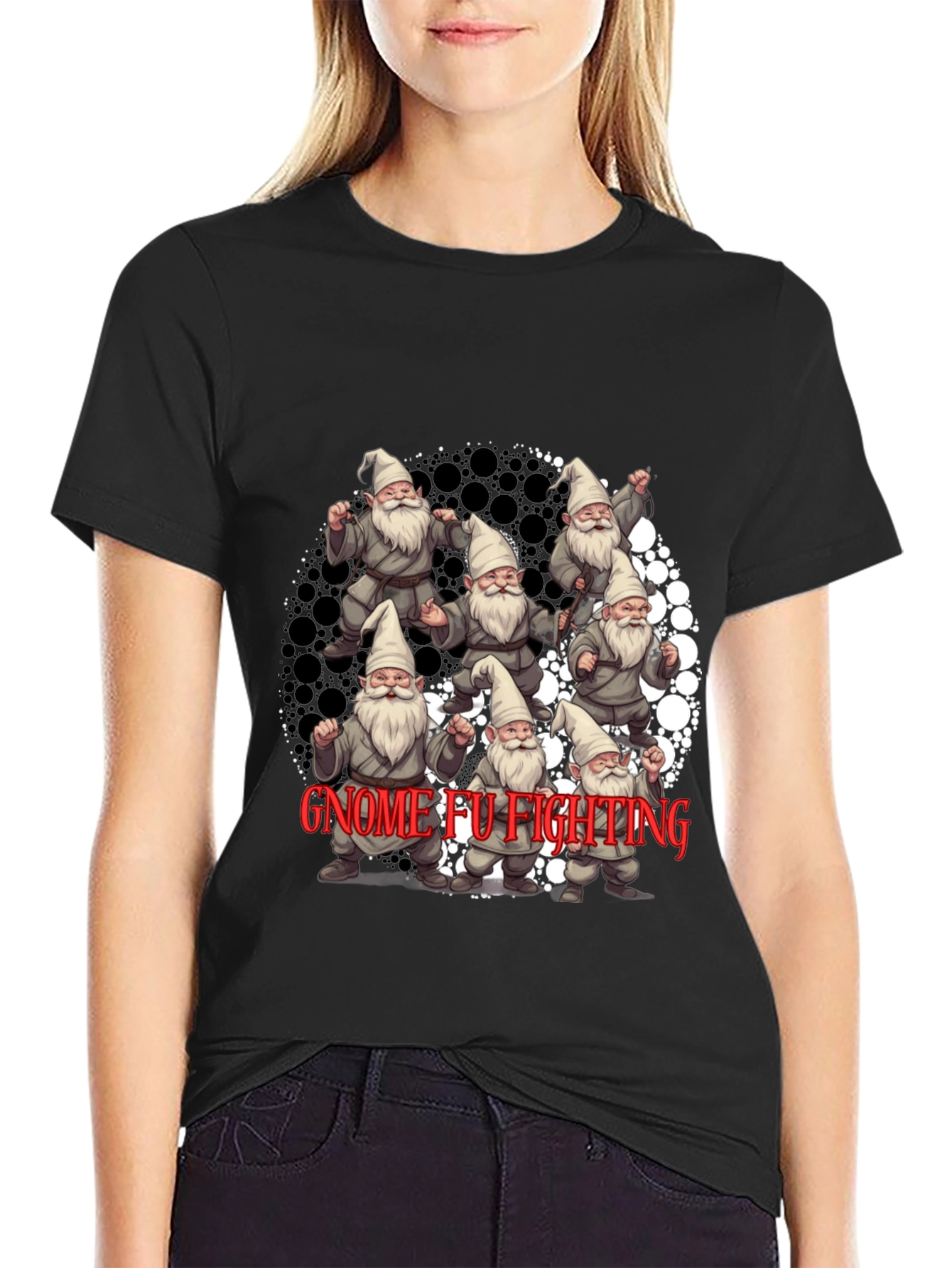 Gnome FU Fighting Black T-Shirt