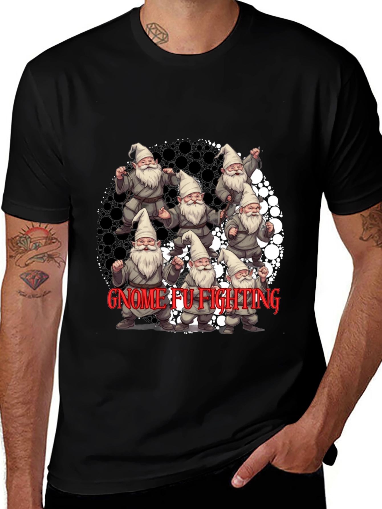 Gnome FU Fighting Black T-Shirt