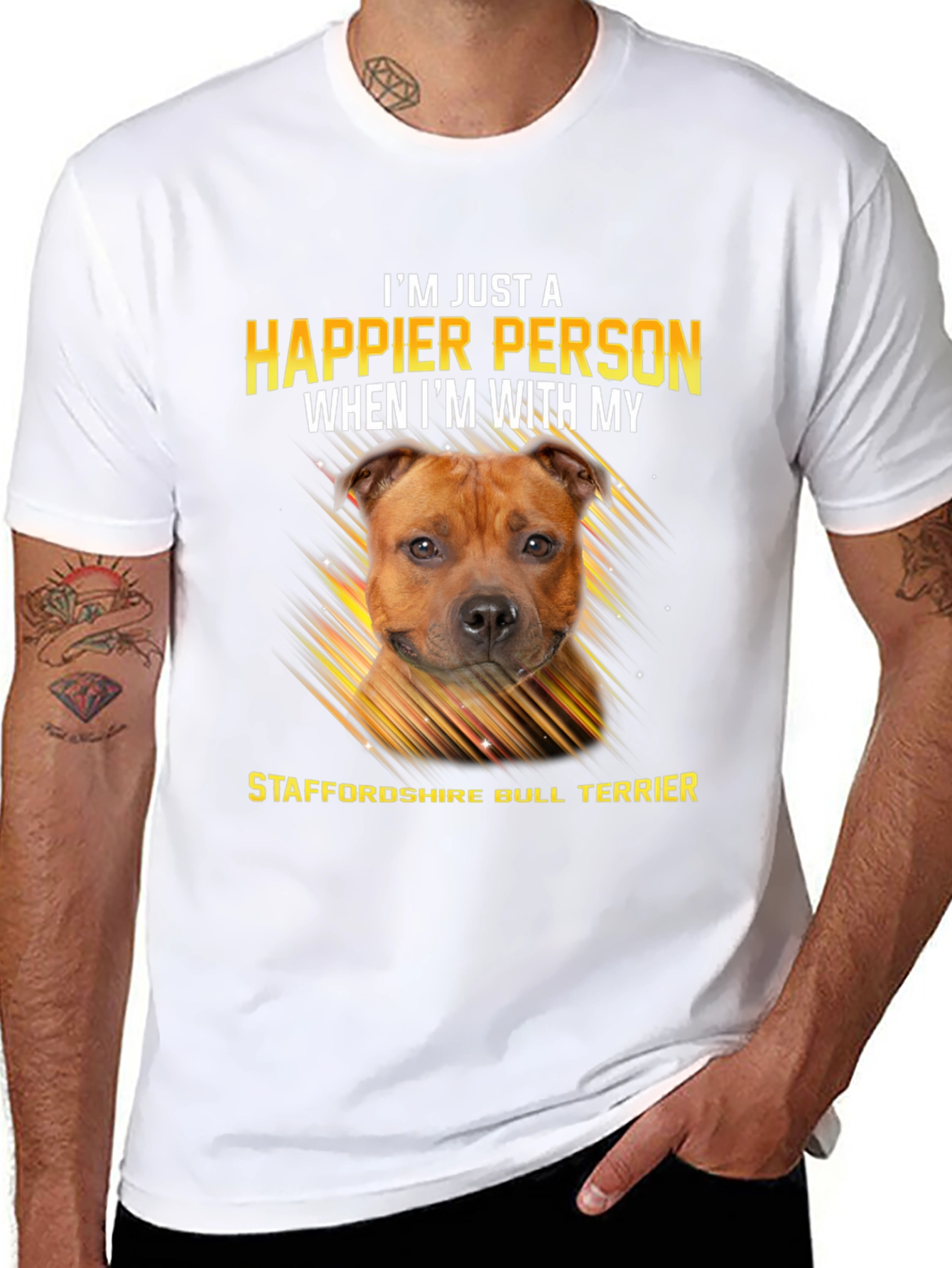 Happier Person Staffordshire Bull Terrier T-Shirt