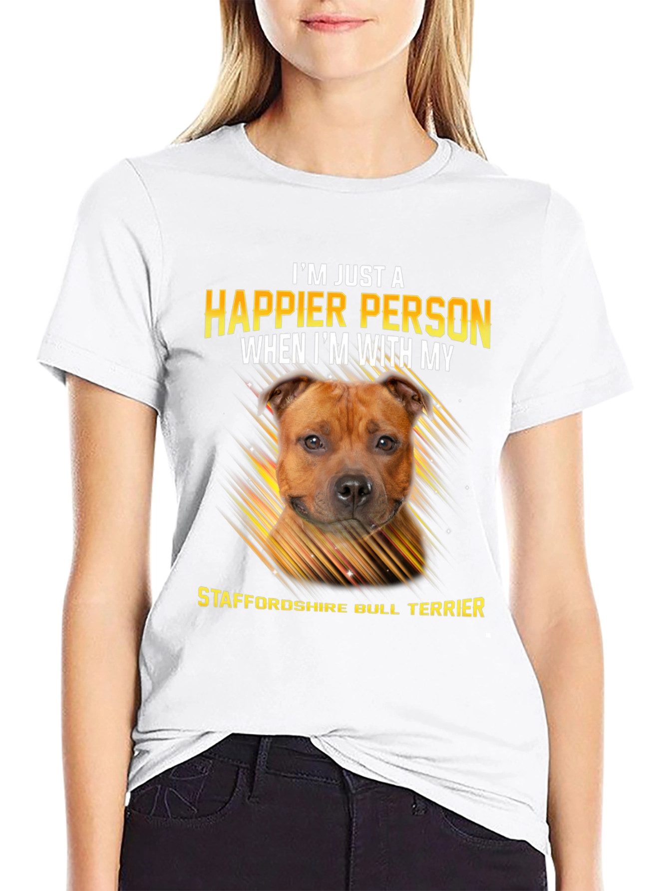 Happier Person Staffordshire Bull Terrier T-Shirt