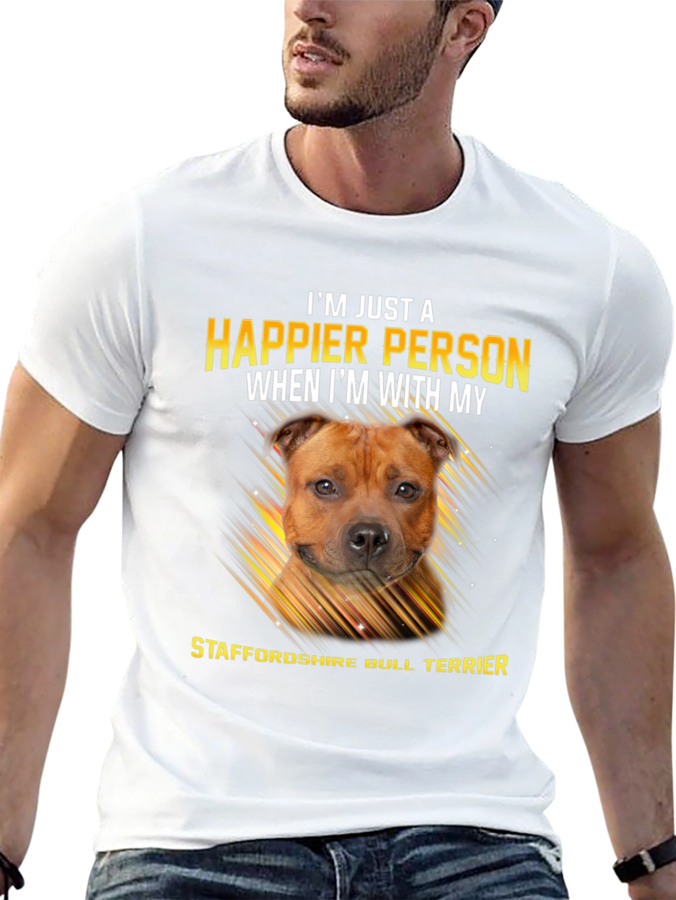 Happier Person Staffordshire Bull Terrier T-Shirt