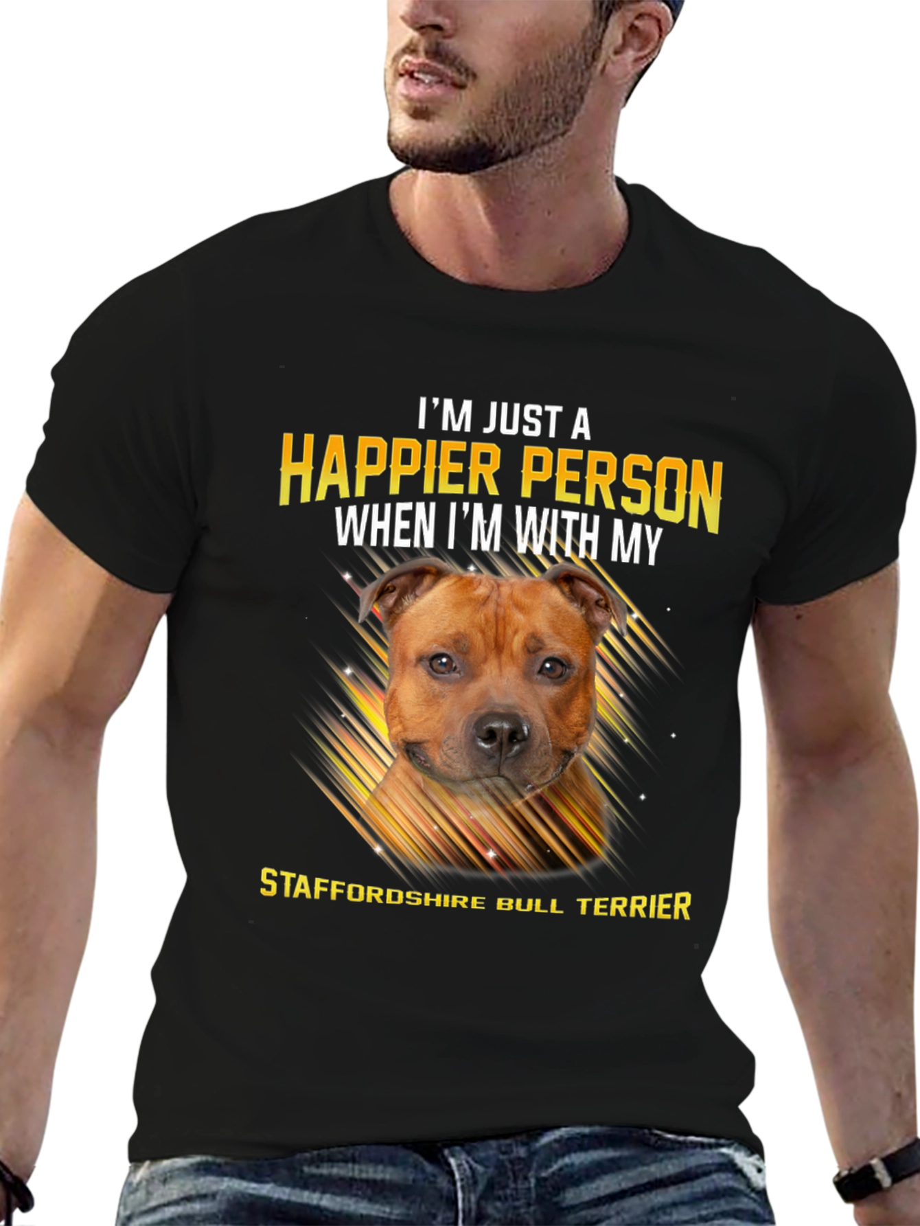 Happier Person Staffordshire Bull Terrier T-Shirt