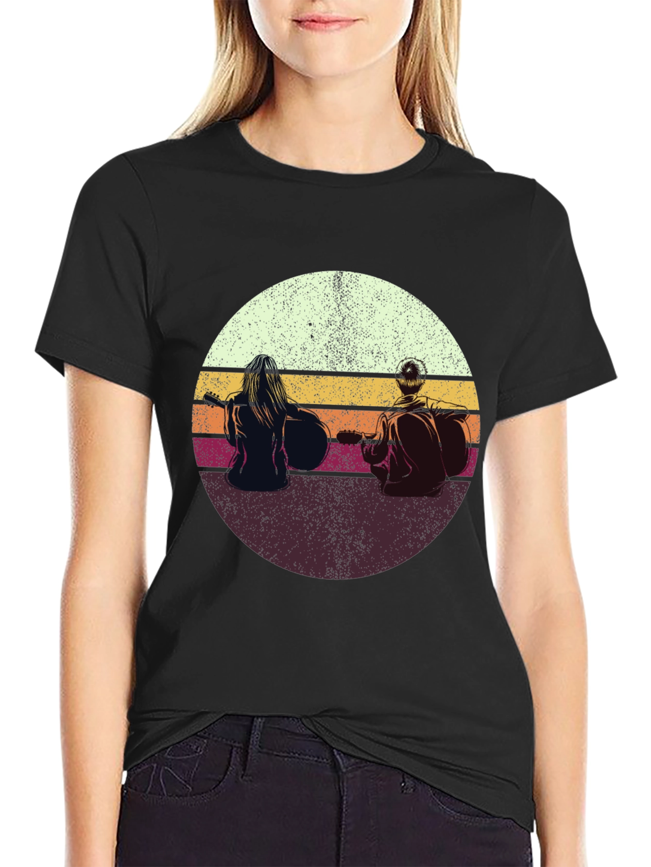Retro Sunset Guitarist T-Shirt