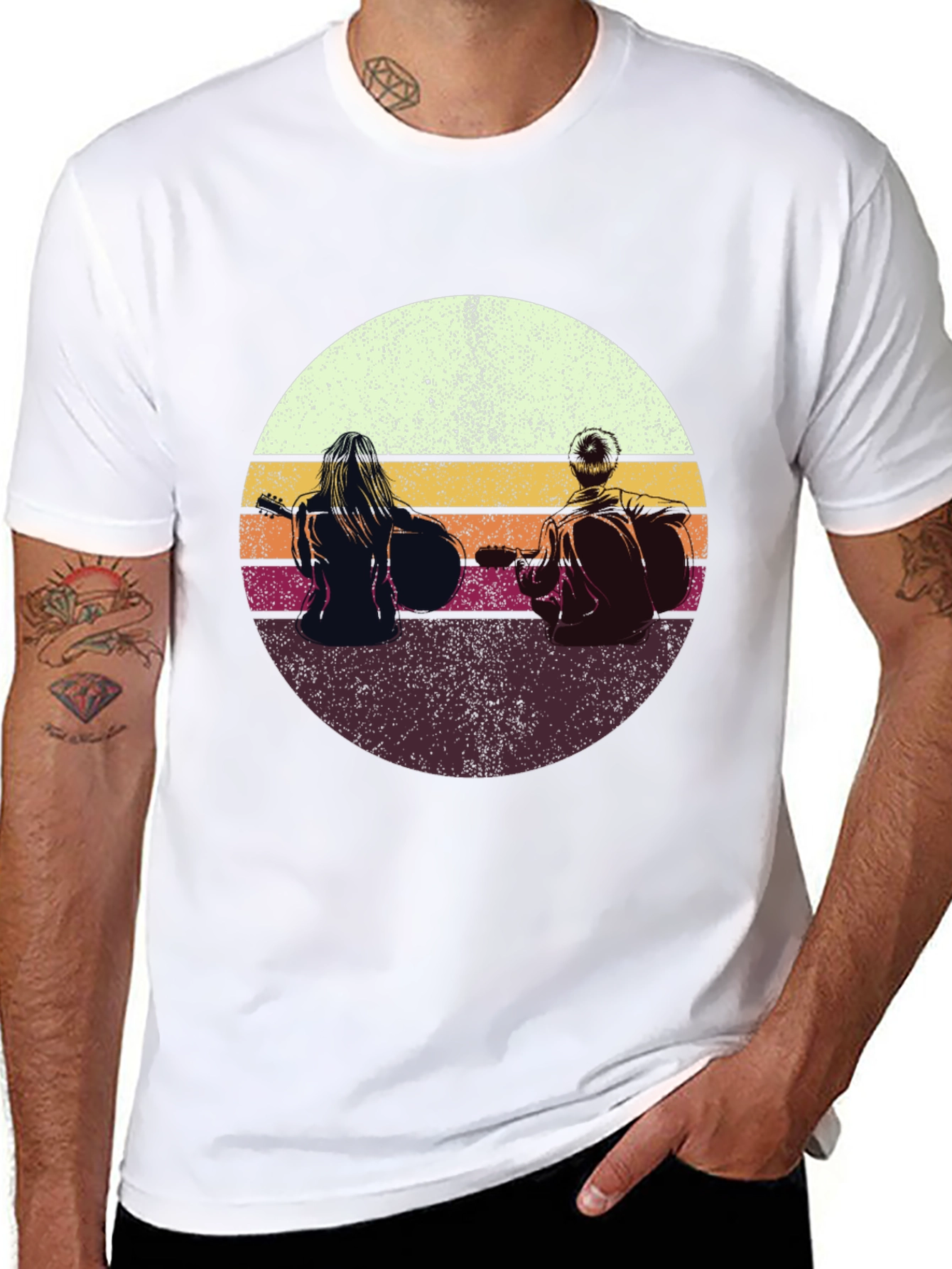 Retro Sunset Guitarist T-Shirt