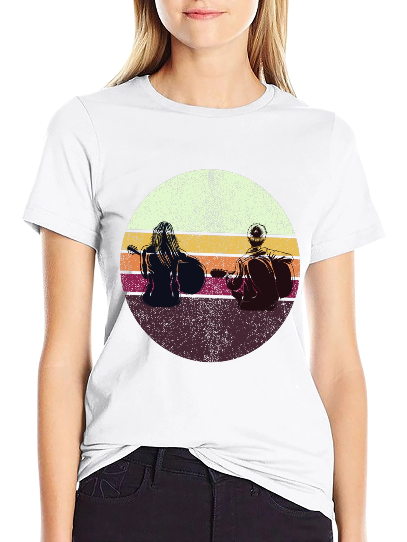 Retro Sunset Guitarist T-Shirt