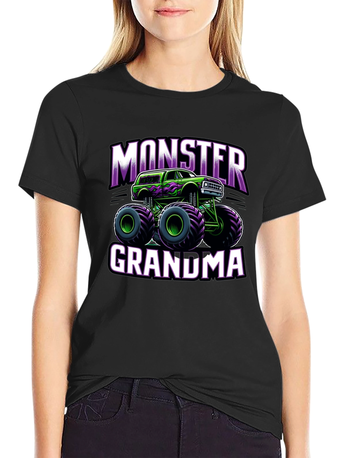 Monster Grandma Truck Black T-Shirt