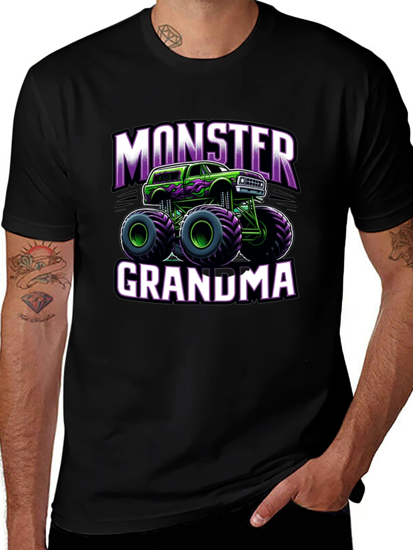 Monster Grandma Truck Black T-Shirt