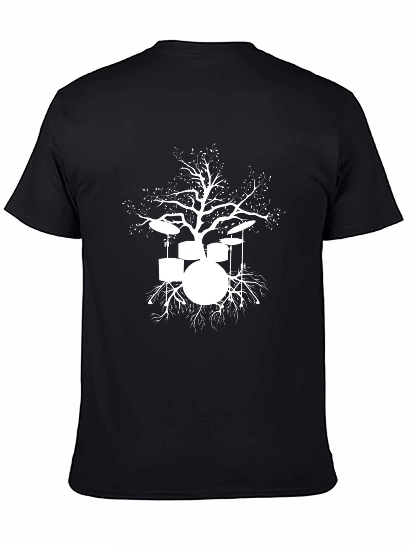 Drum Set Tree Graphic Tee - Black Cotton