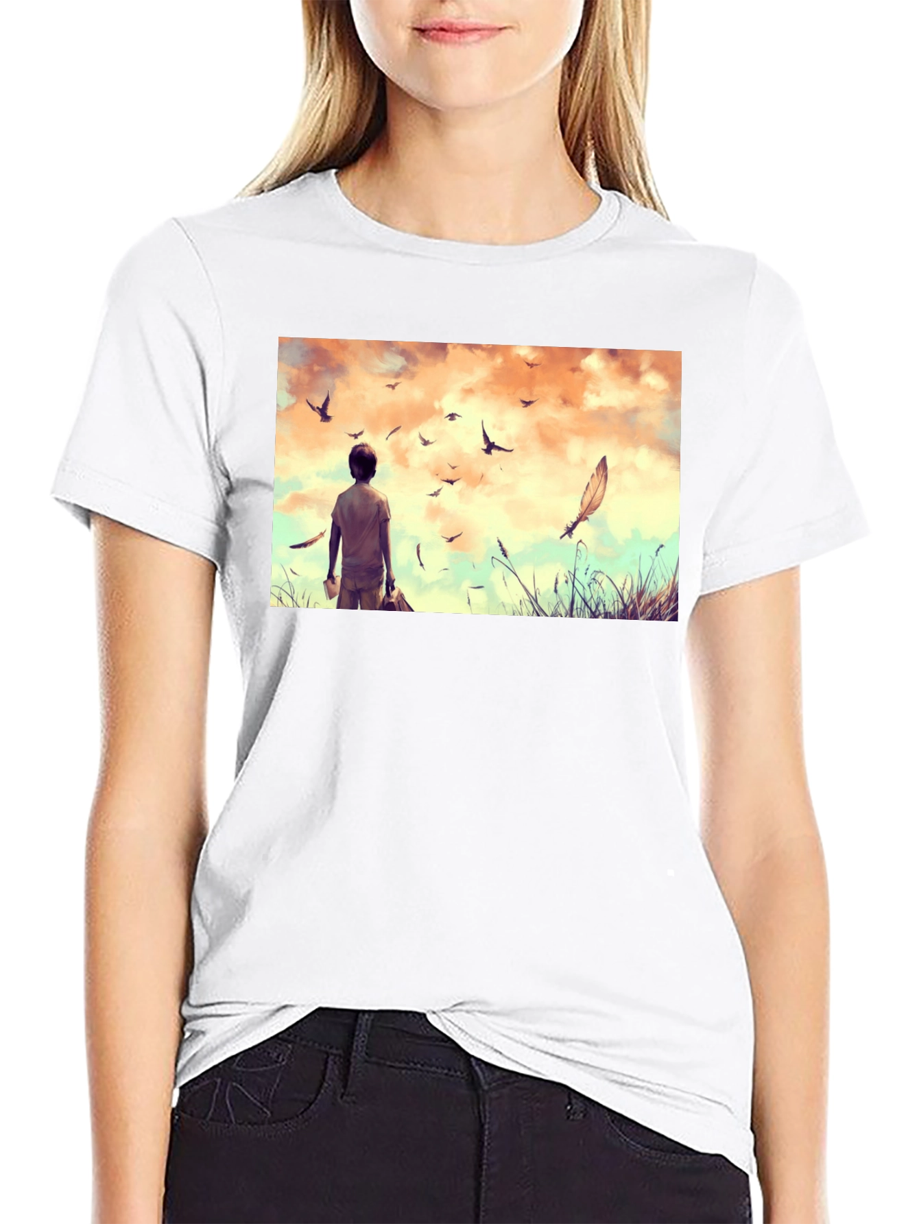 Dreamscape Graphic Tee - Black Cotton Comfort