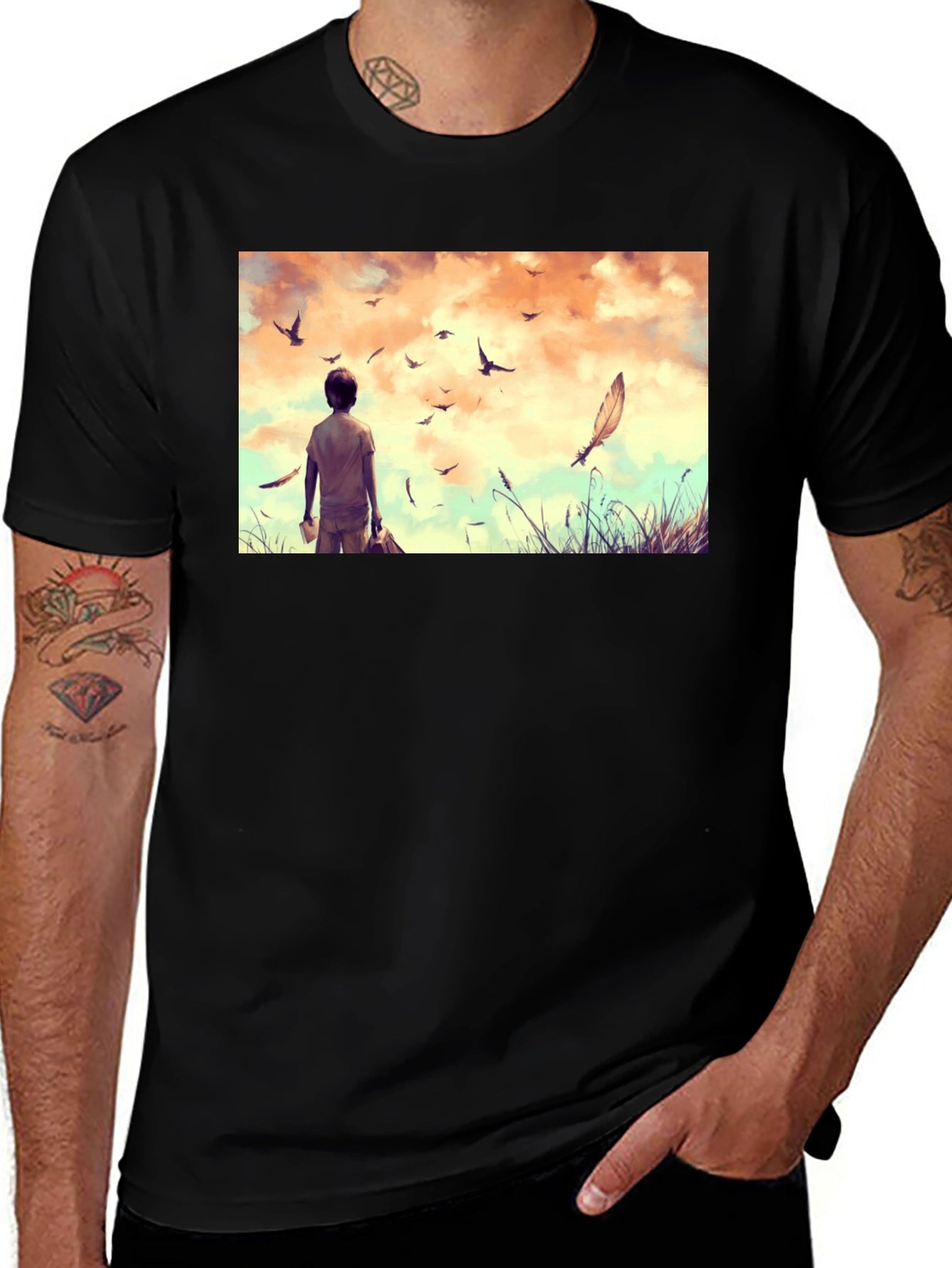 Dreamscape Graphic Tee - Black Cotton Comfort
