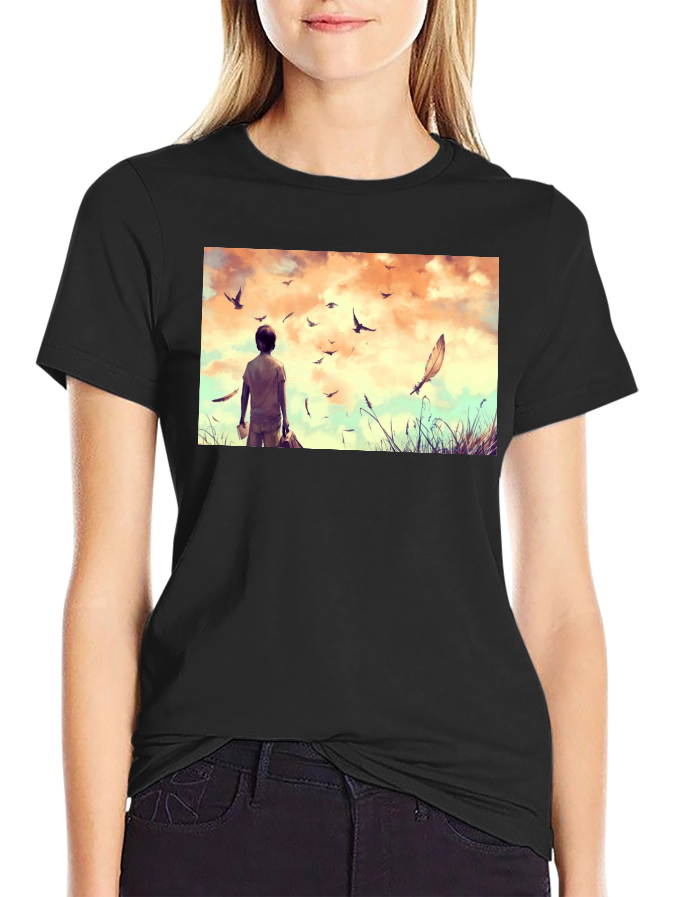 Dreamscape Graphic Tee - Black Cotton Comfort