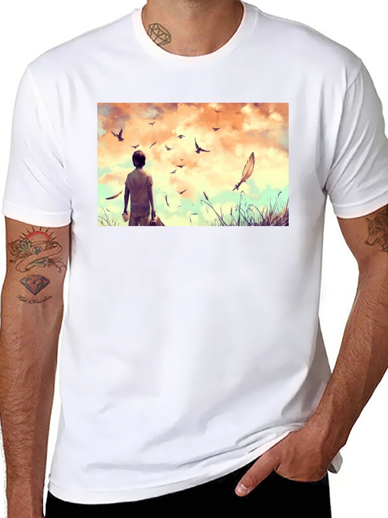Dreamscape Graphic Tee - Black Cotton Comfort