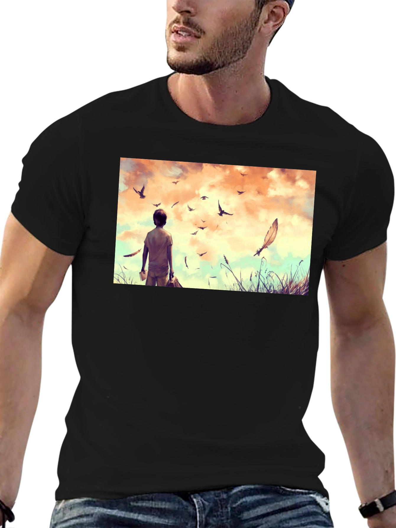 Dreamscape Graphic Tee - Black Cotton Comfort