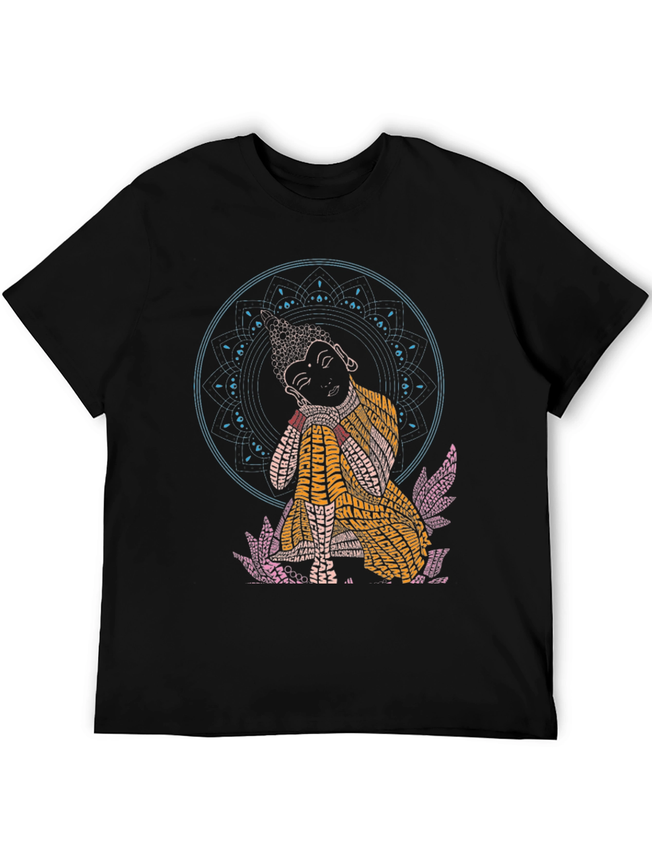 Buddha Word Art Graphic Black T-Shirt