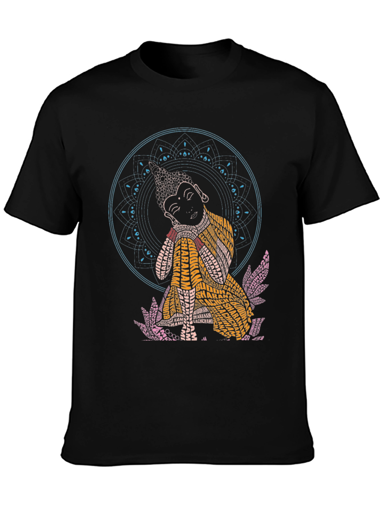 Buddha Word Art Graphic Black T-Shirt
