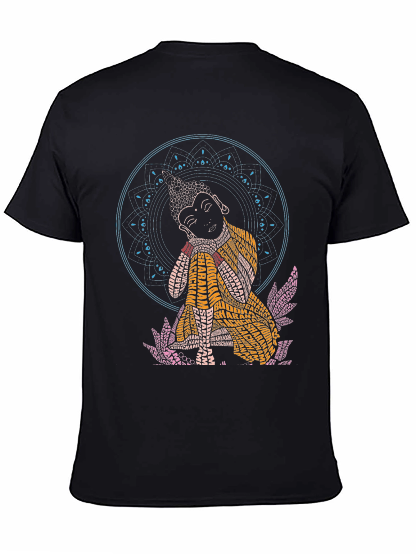 Buddha Word Art Graphic Black T-Shirt