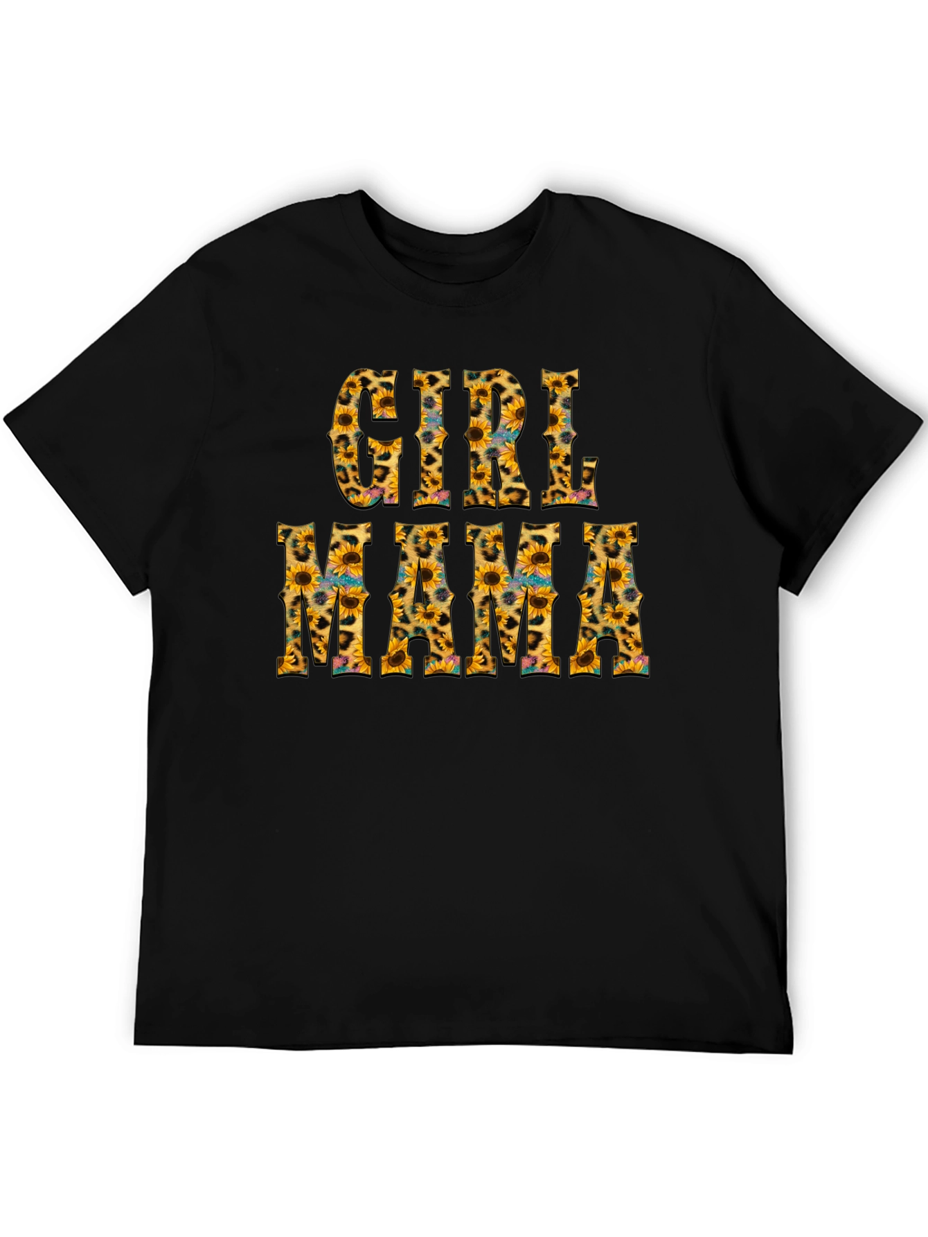 Girl Mama Sunflower Leopard Print T-Shirt