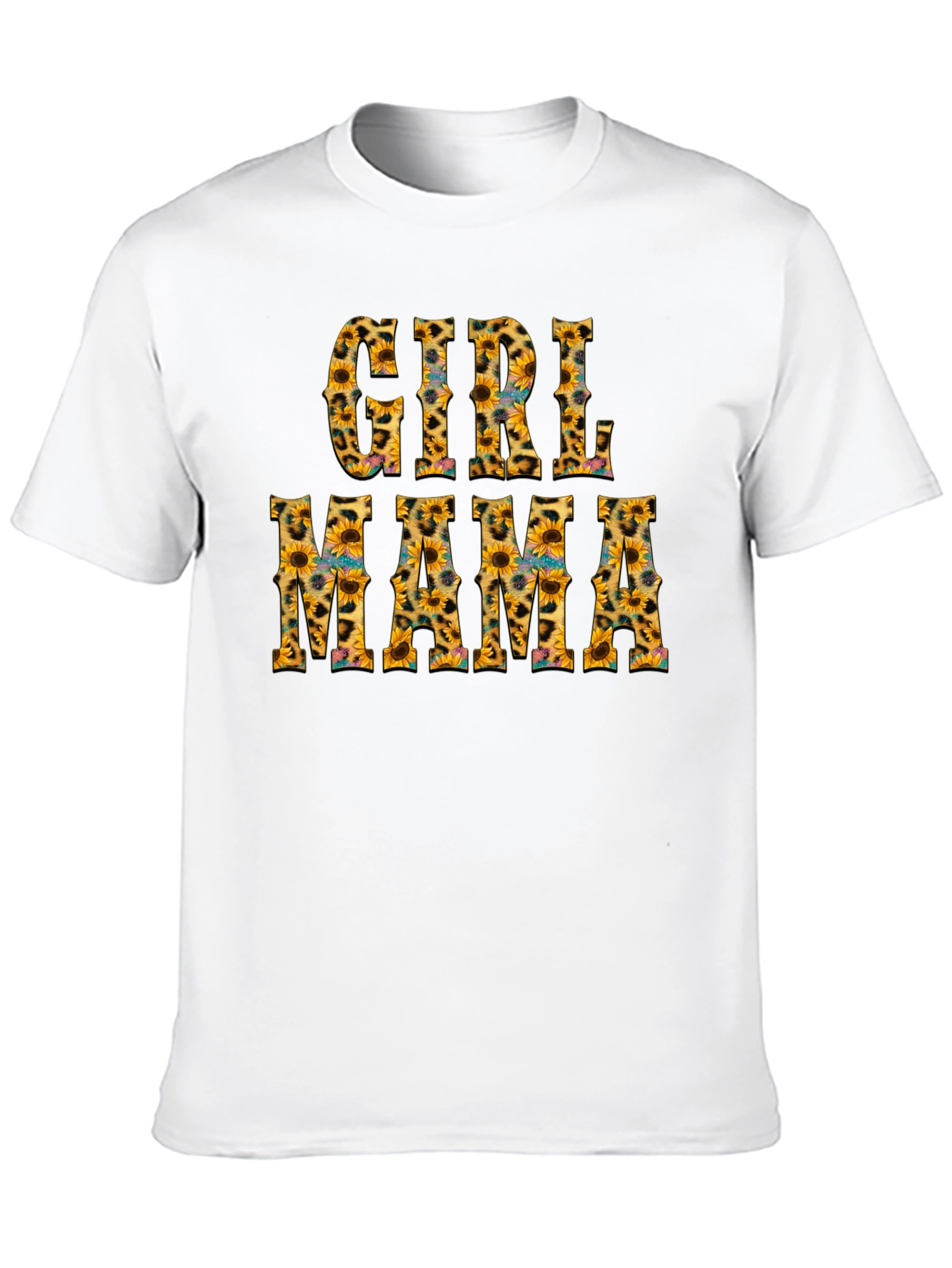 Girl Mama Sunflower Leopard Print T-Shirt