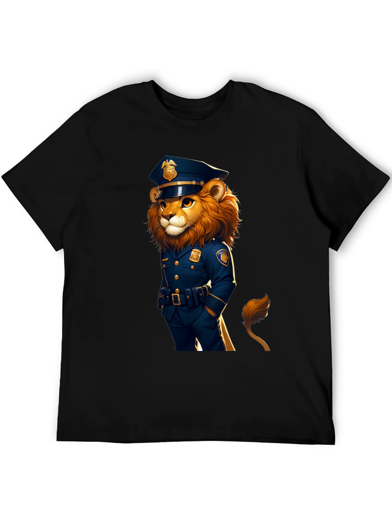 Lion Police Officer Graphic Tee